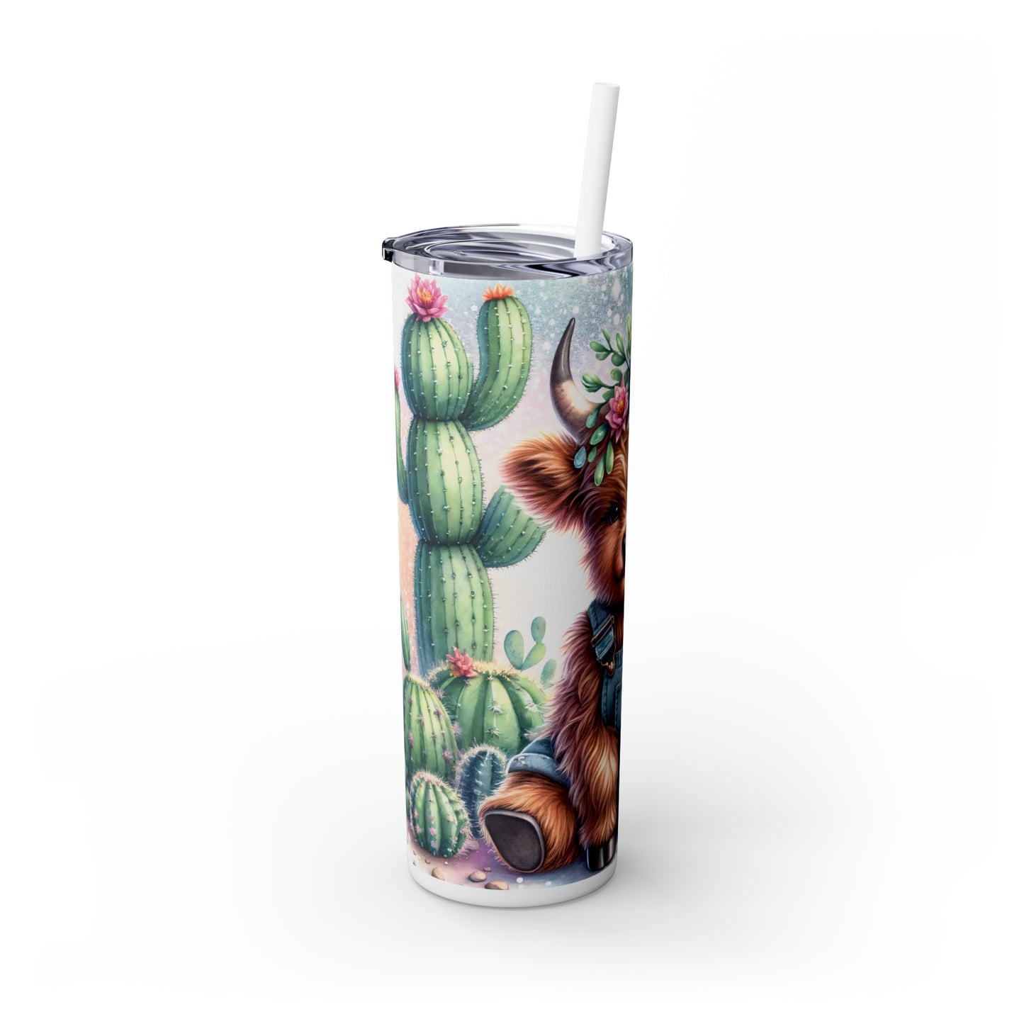 Skinny Tumbler with Straw, 20oz, Highland Cow, awd-1160