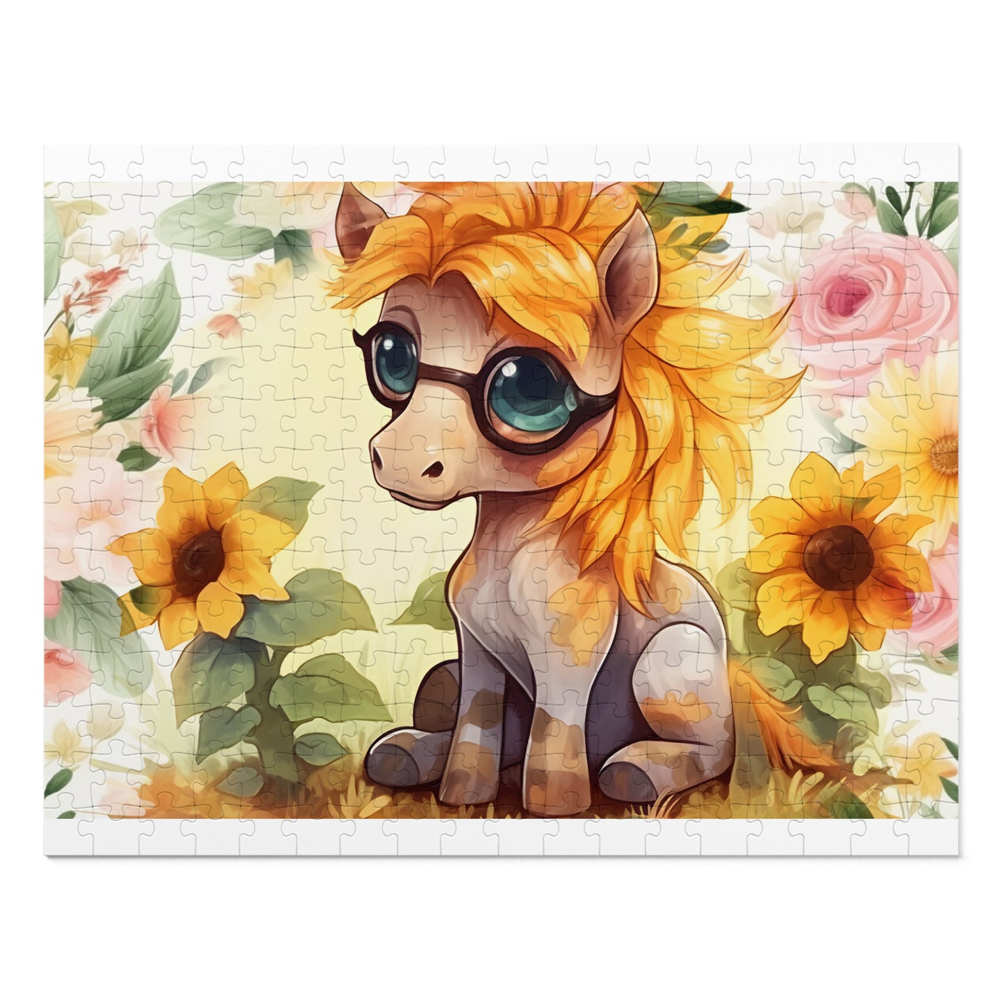 Puzzle, Donkey, Sunflowers, Personalised/Non-Personalised (30, 110, 252, 500,1000-Piece) awd-656