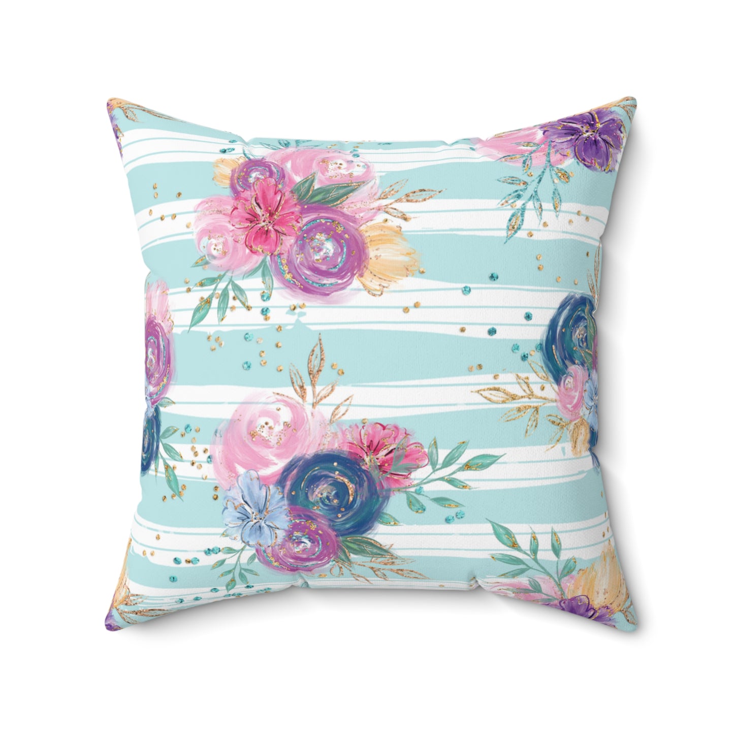 Spun Polyester Square Pillow, Floral Cushion