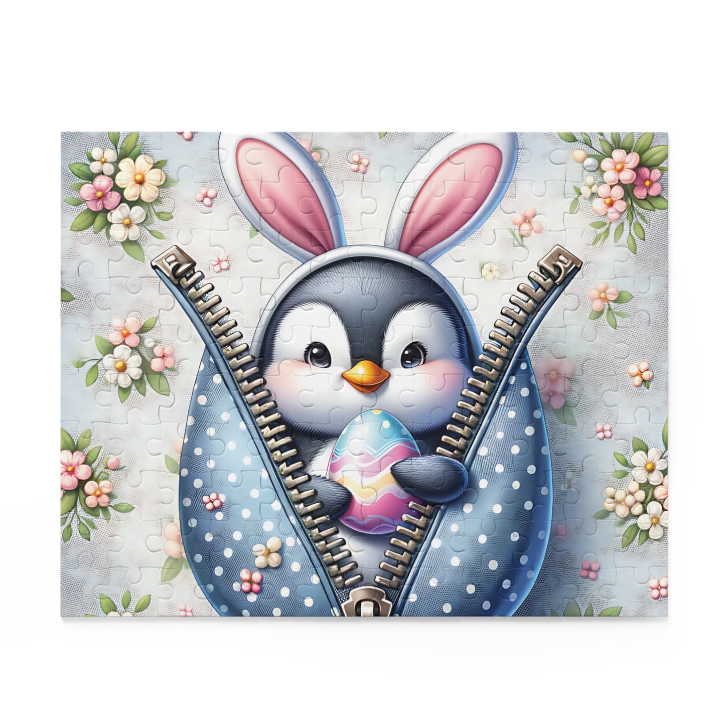 Personalised/Non-Personalised Puzzle, Easter, Penguin with Bunny ears (120, 252, 500-Piece)