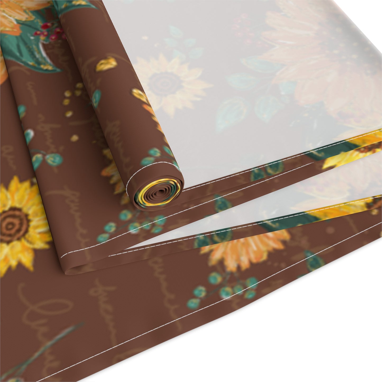 Sunflower Floral Table Runner, Cotton Twill and Poly Available, 2 sizes Available