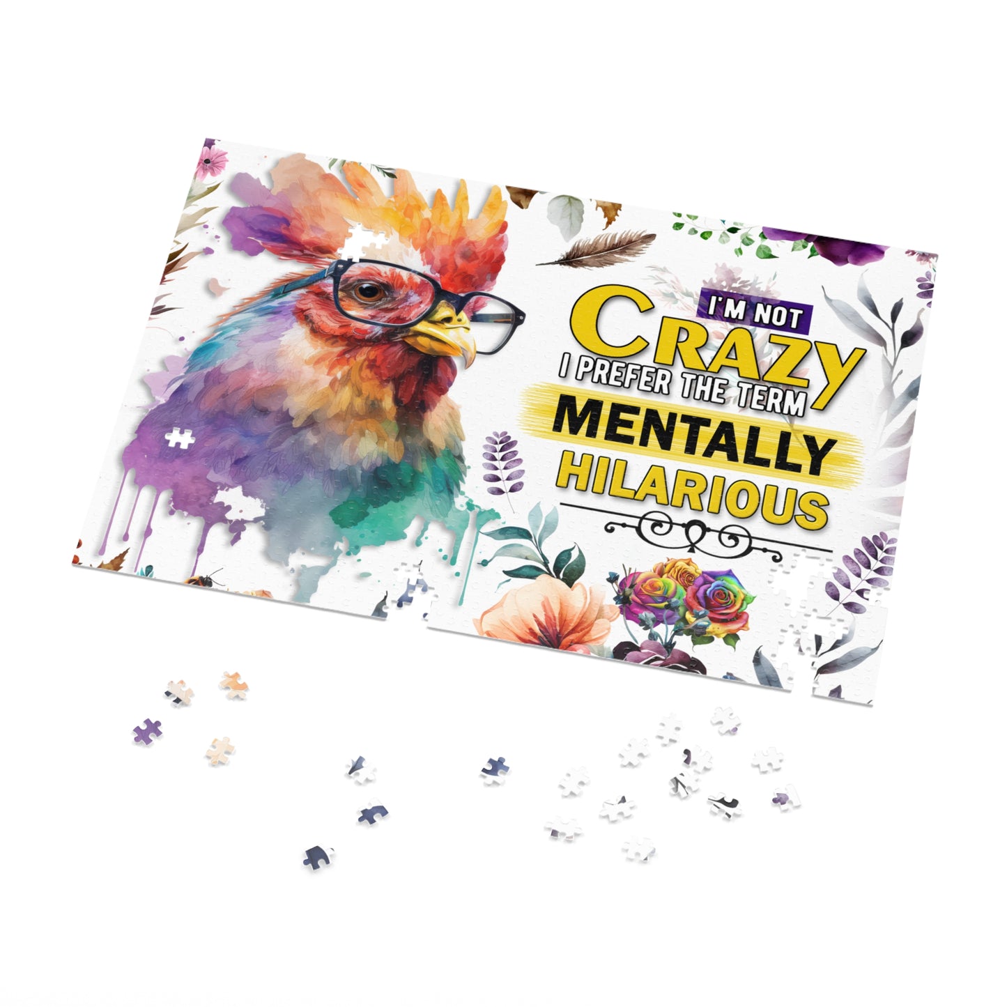 Puzzle, Chicken/Rooster, I am not Crazy I prefer the term Mentally Hilarious, Personalised/Non-Personalised (30, 110, 252, 500,1000-Piece) awd-641