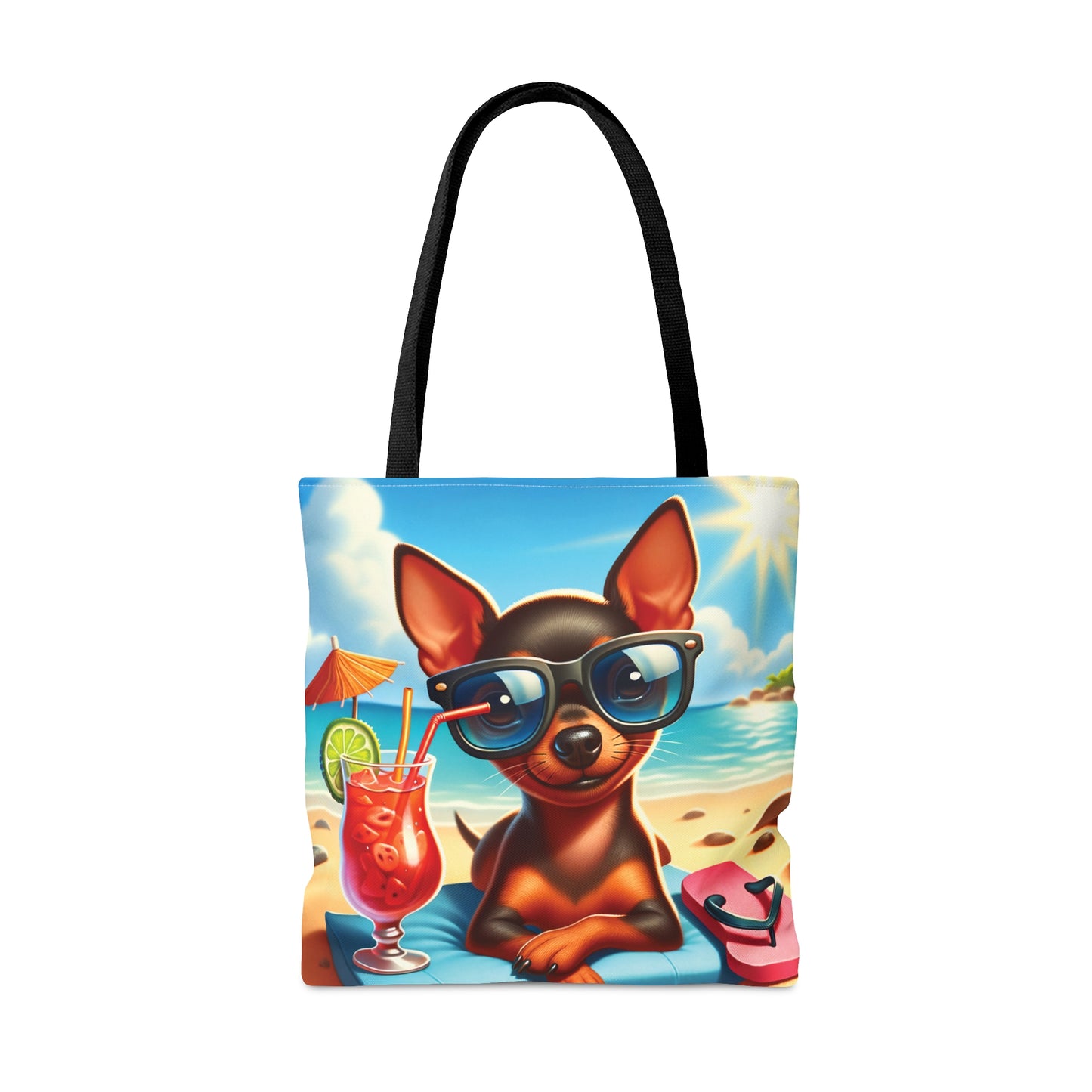 Tote Bag, Dog on Beach, Miniature Pincher, Tote bag, awd-1225