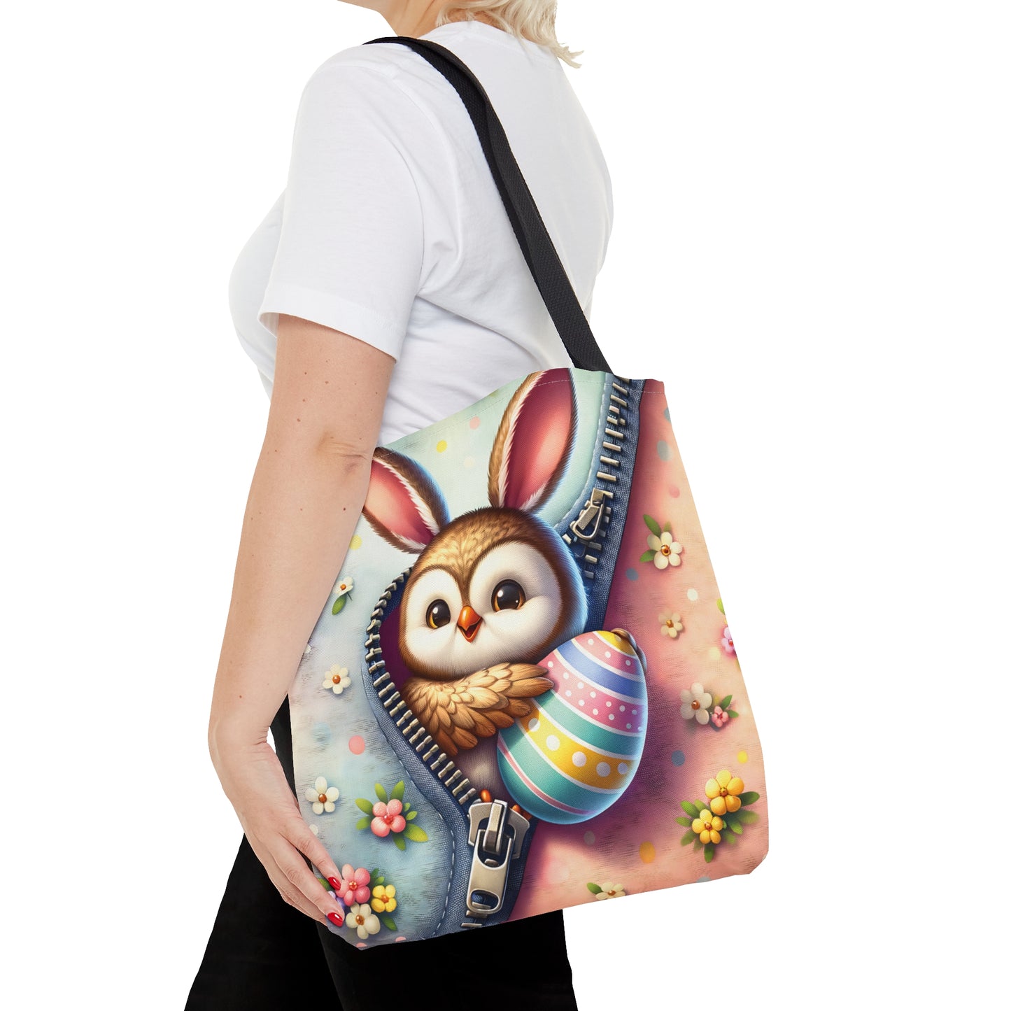 Tote Bag, Easter, Cute Owl with Bunny Ears, Personalised/Non-Personalised Tote bag