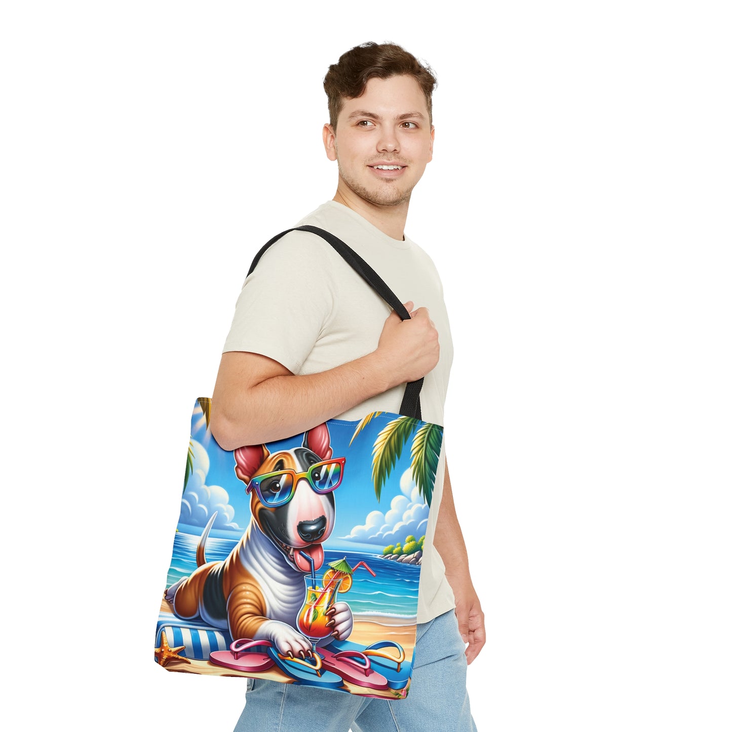 Tote Bag, Dog on Beach, Bull Terrier, Tote bag,  awd-1201