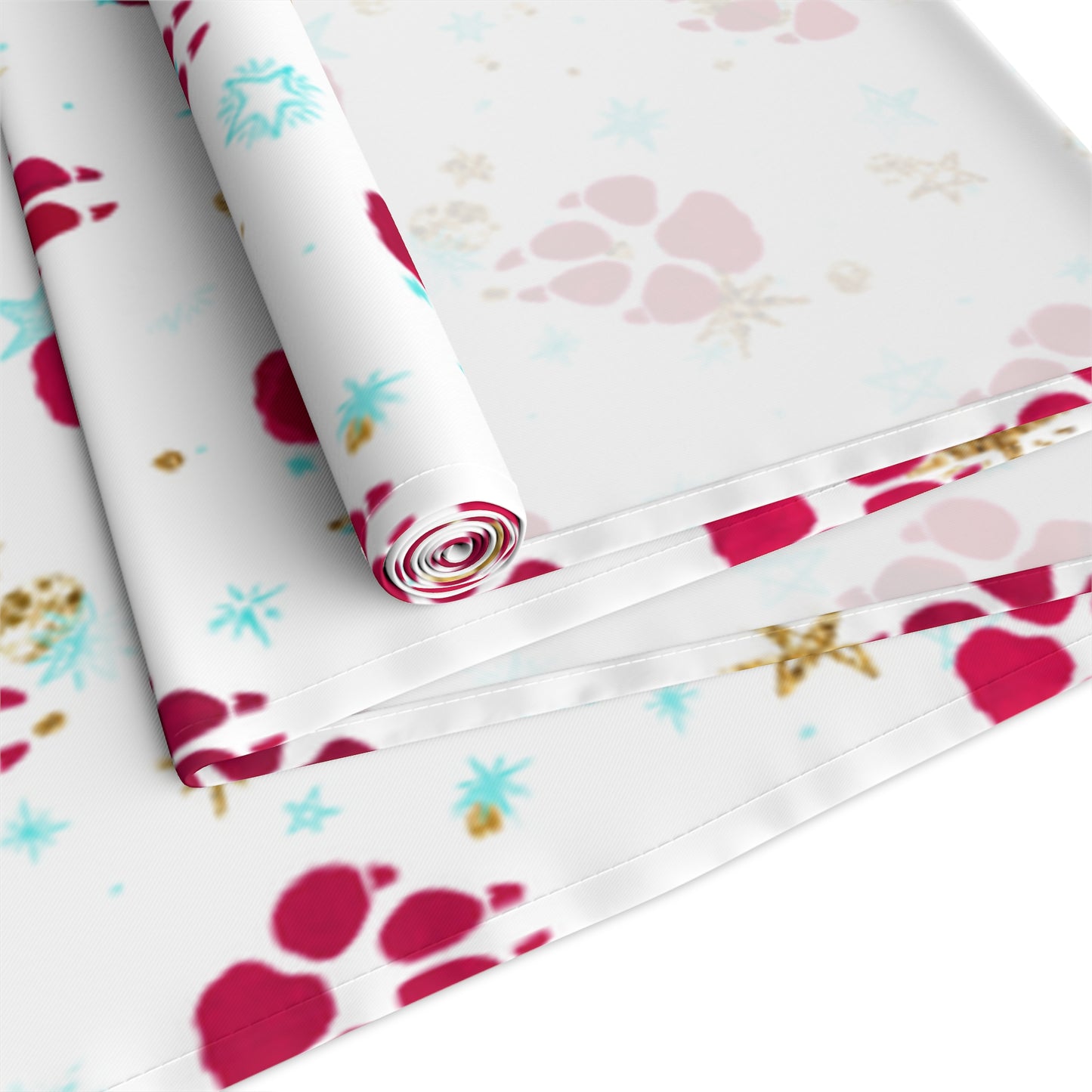 Doggie Paws Christmas Table Runner, Cotton Twill and Poly Available