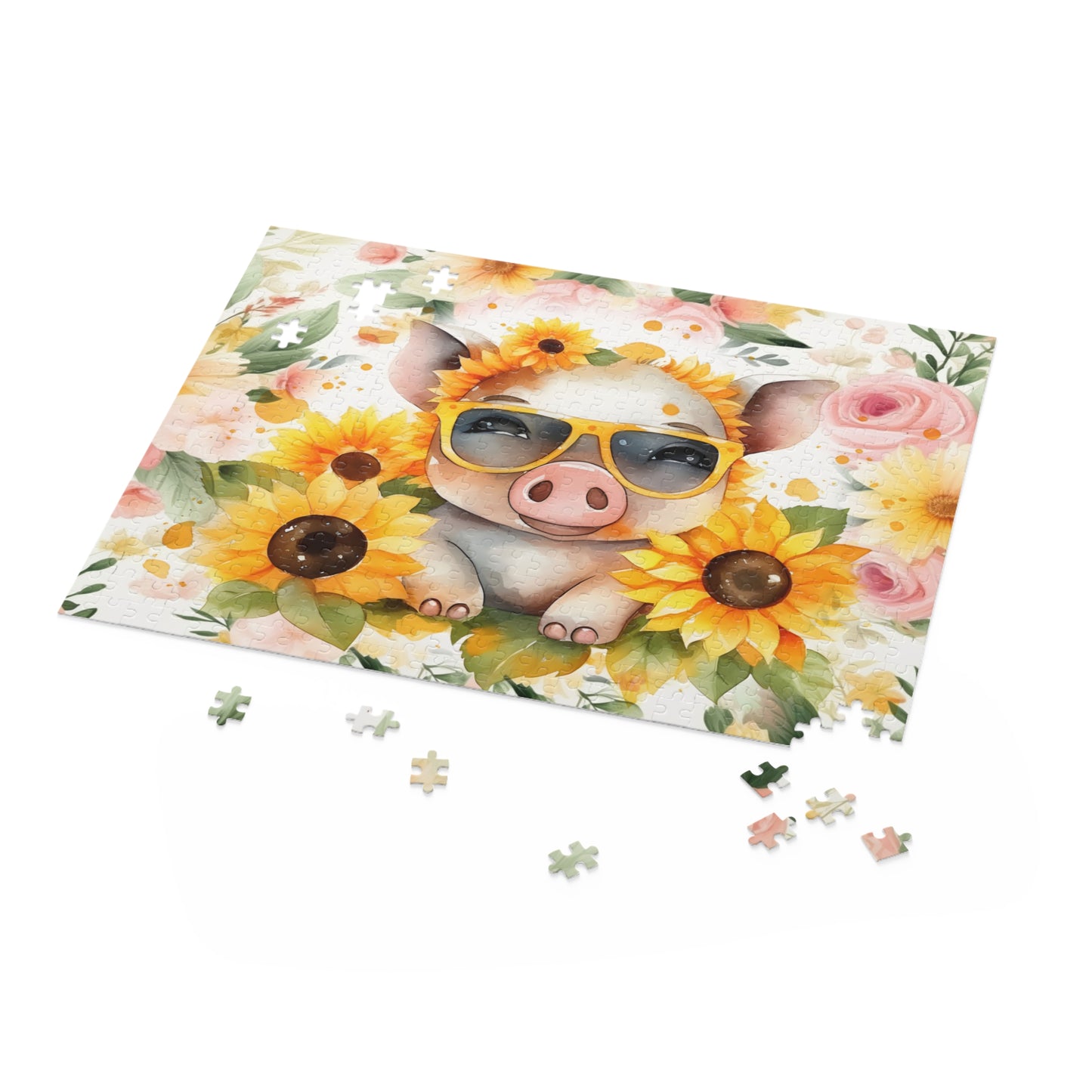 Puzzle, Pig, Sunflowers (120, 252, 500-Piece) awd-657