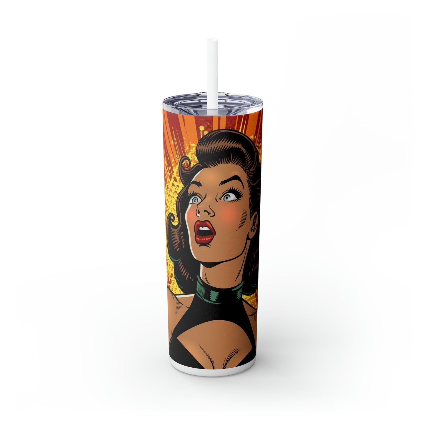 Skinny Tumbler with Straw, 20oz, Pop Art