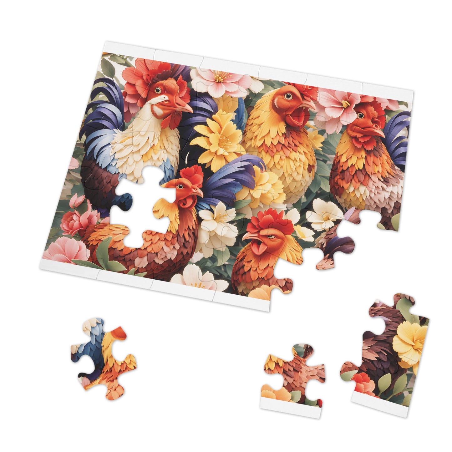 Jigsaw Puzzle, Chickens/Rooster, Personalised/Non-Personalised (30, 110, 252, 500,1000-Piece)