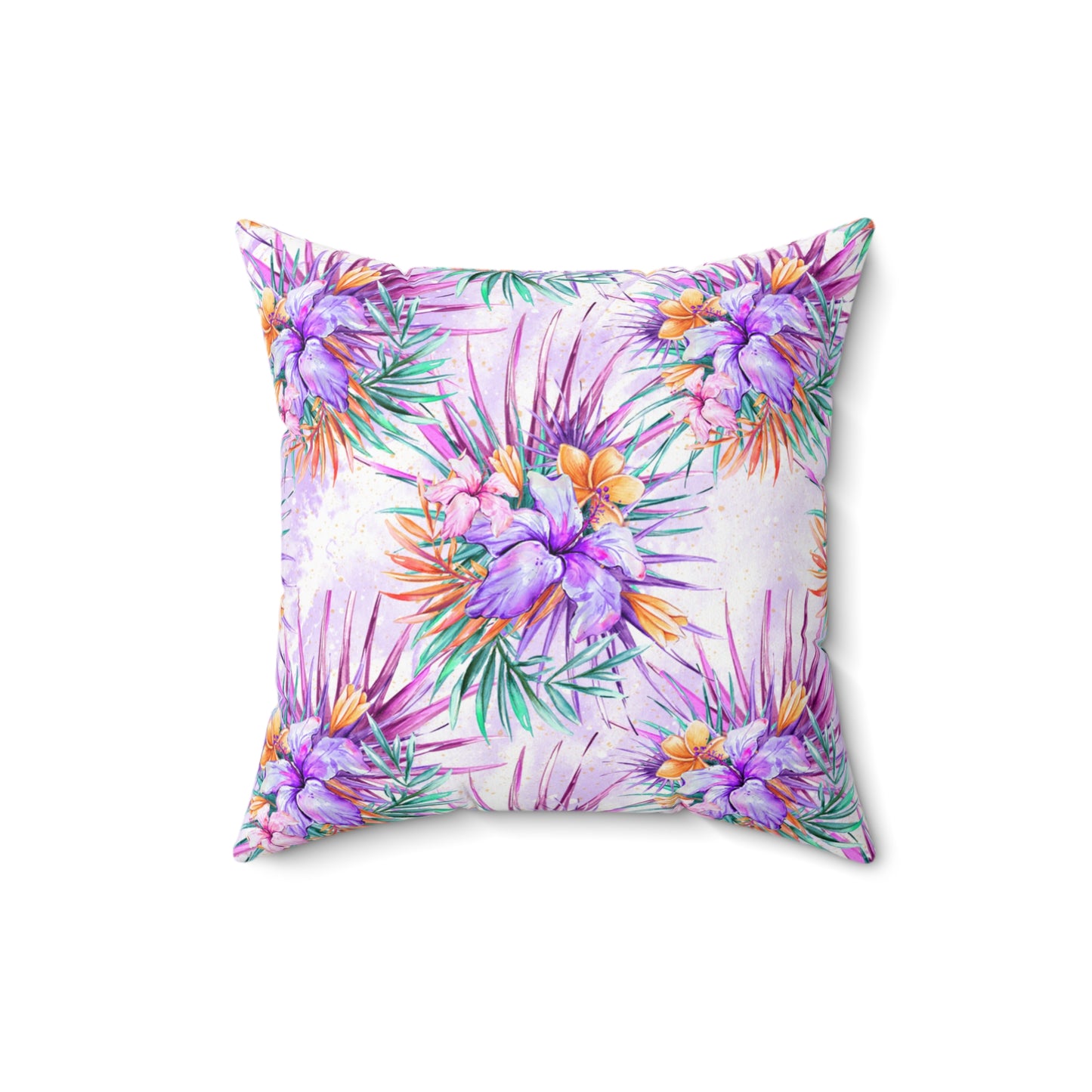 Spun Polyester Square Pillow, Summer Floral Cushion