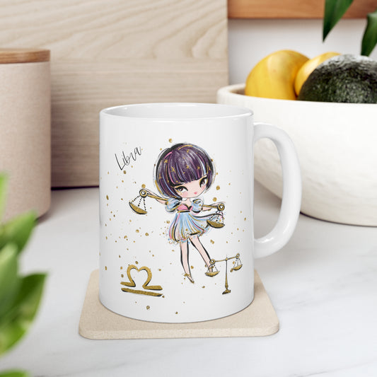 Personalised/Non Personalised Zodiac Sign, Libra, Ceramic Mug 11oz