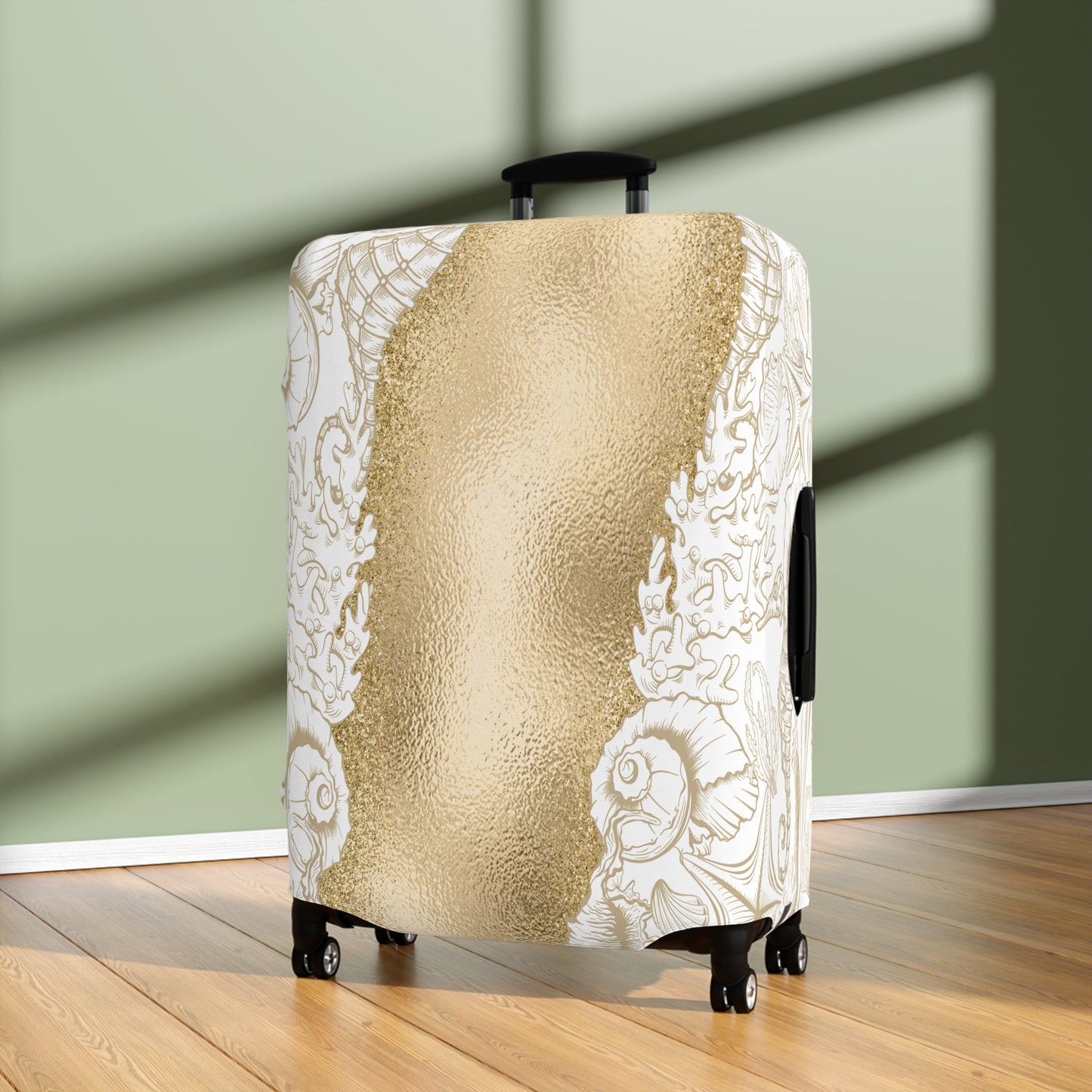 Luggage Cover, White and Gold Sea, awd-1729