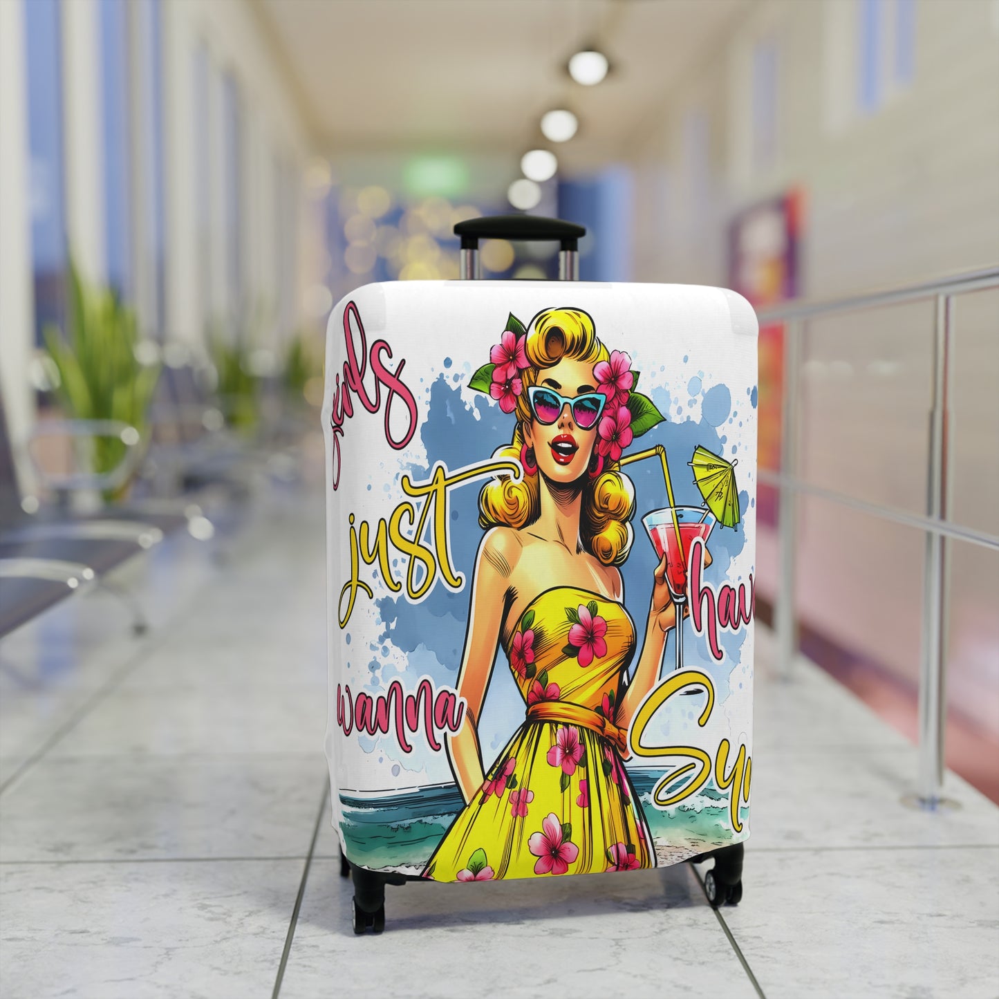 Luggage Cover, Retro Girl, Girls just wanna have sun, awd-3008