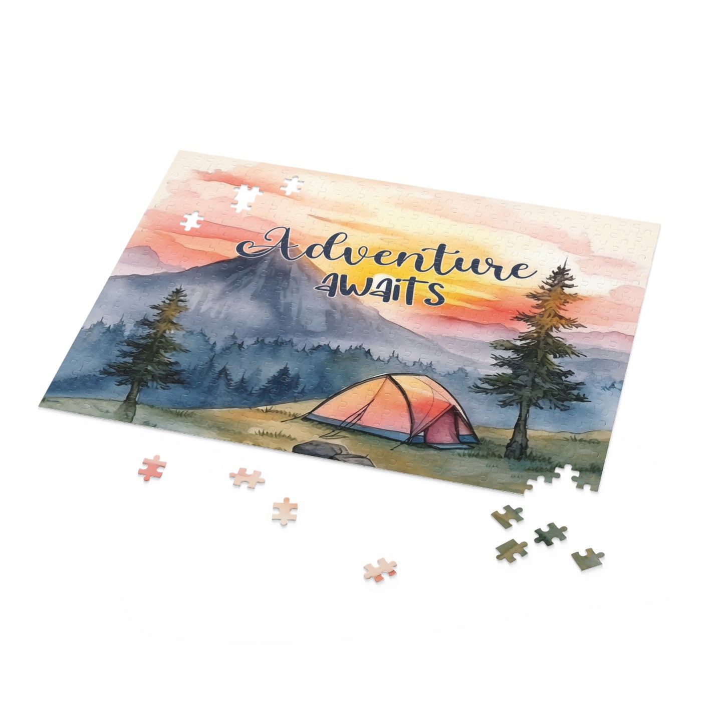 Personalised/Non-Personalised Puzzle, Camping, Adventure Awaits (120, 252, 500-Piece)