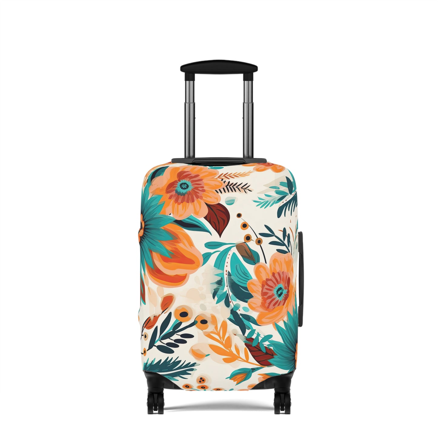 Luggage Cover, Boho Floral, Green and Orange