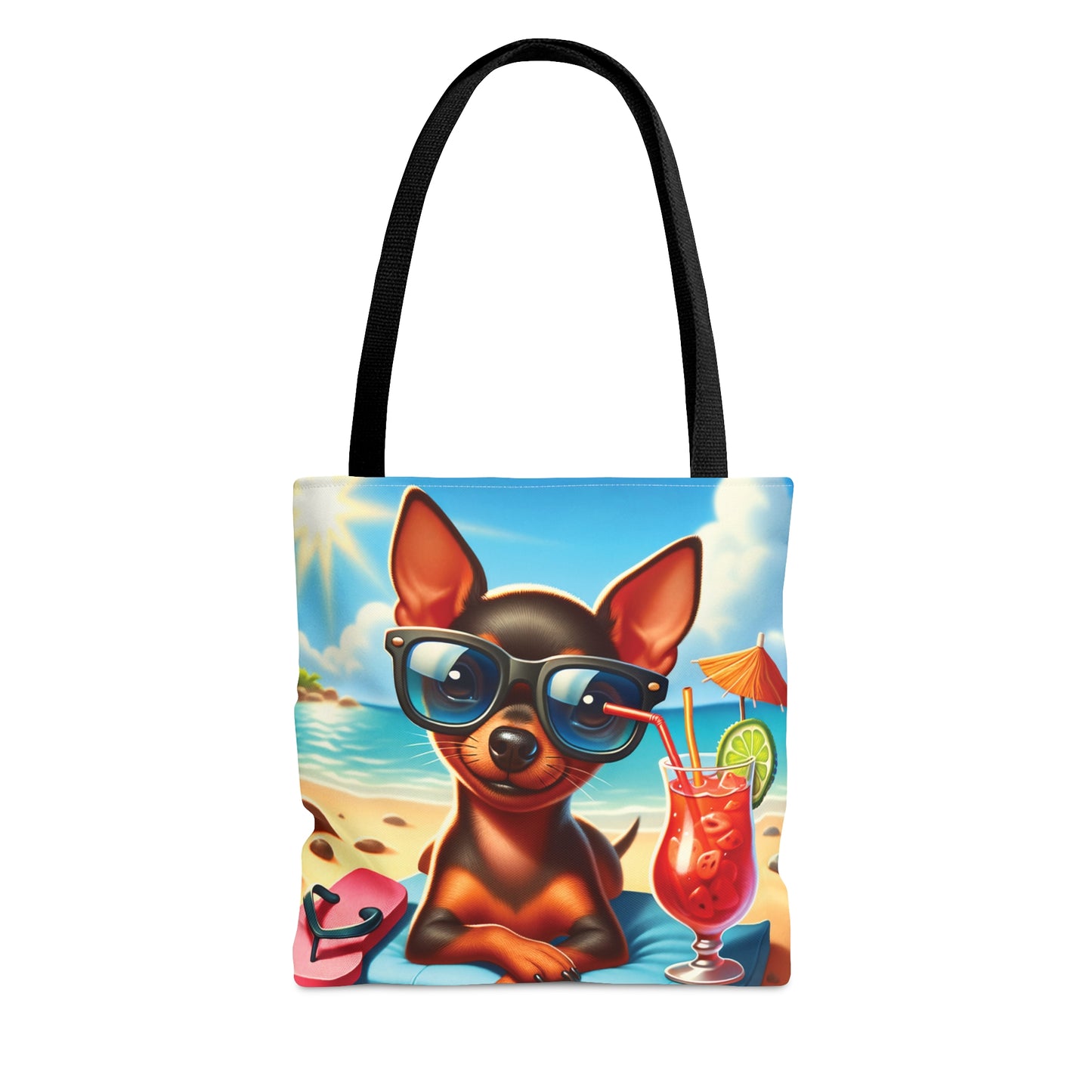 Tote Bag, Dog on Beach, Miniature Pincher, Tote bag, awd-1225