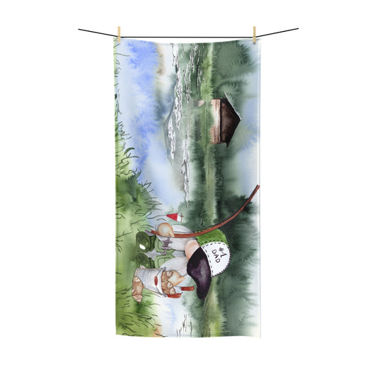 Beach Towel, Gnome fishing, Polycotton Towel