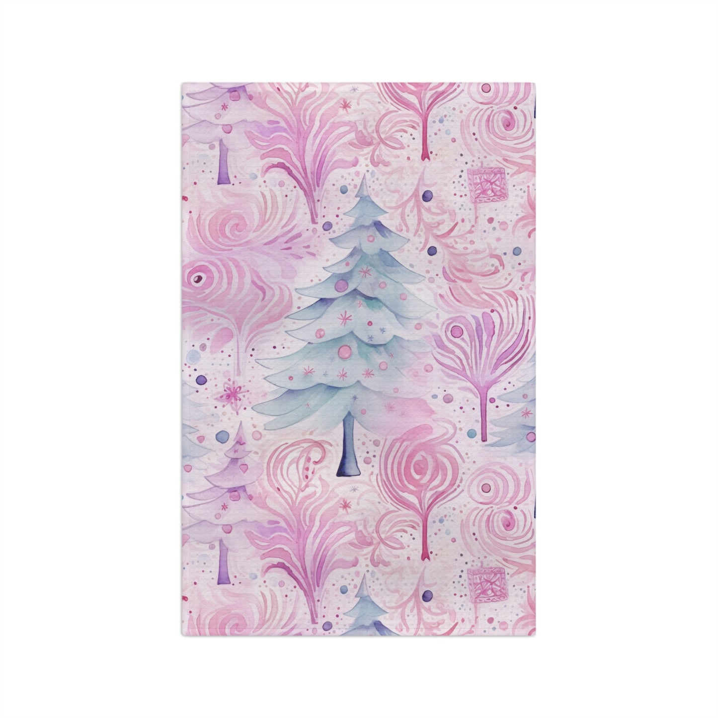 Microfiber Tea Towel, Pink Christmas Trees