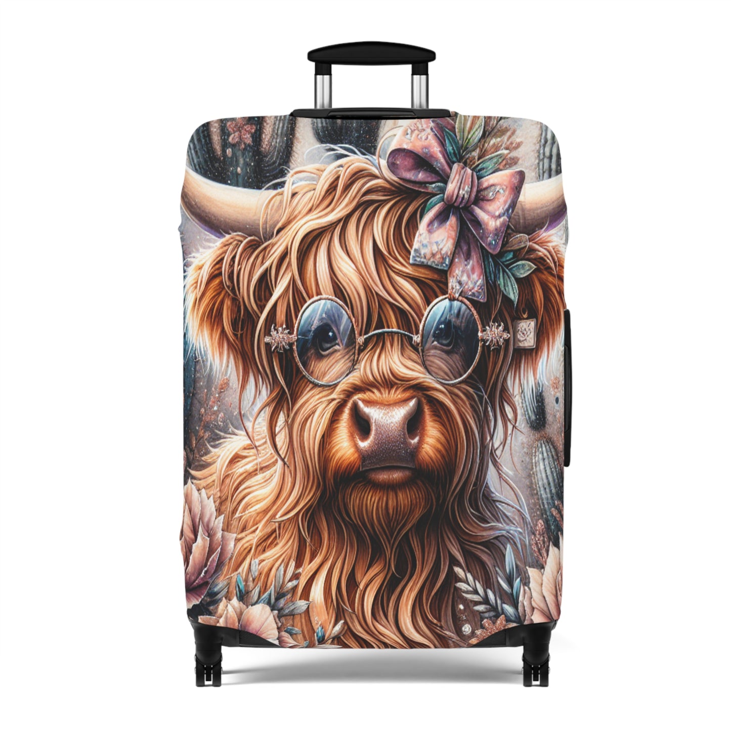 Luggage Cover, Highland Cow, Cactus, awd-1420