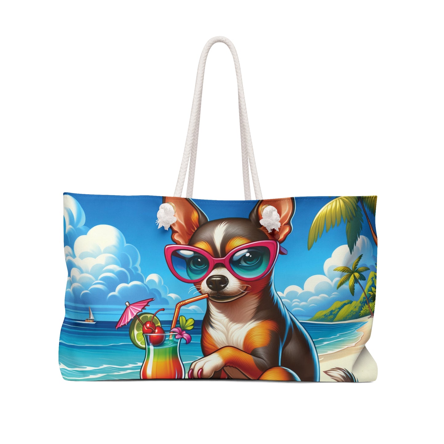 Personalised/Non-Personalised Weekender Bag, Summer Beach Dog, Tennessee, Large Weekender Bag, Beach Bag, Book Bag