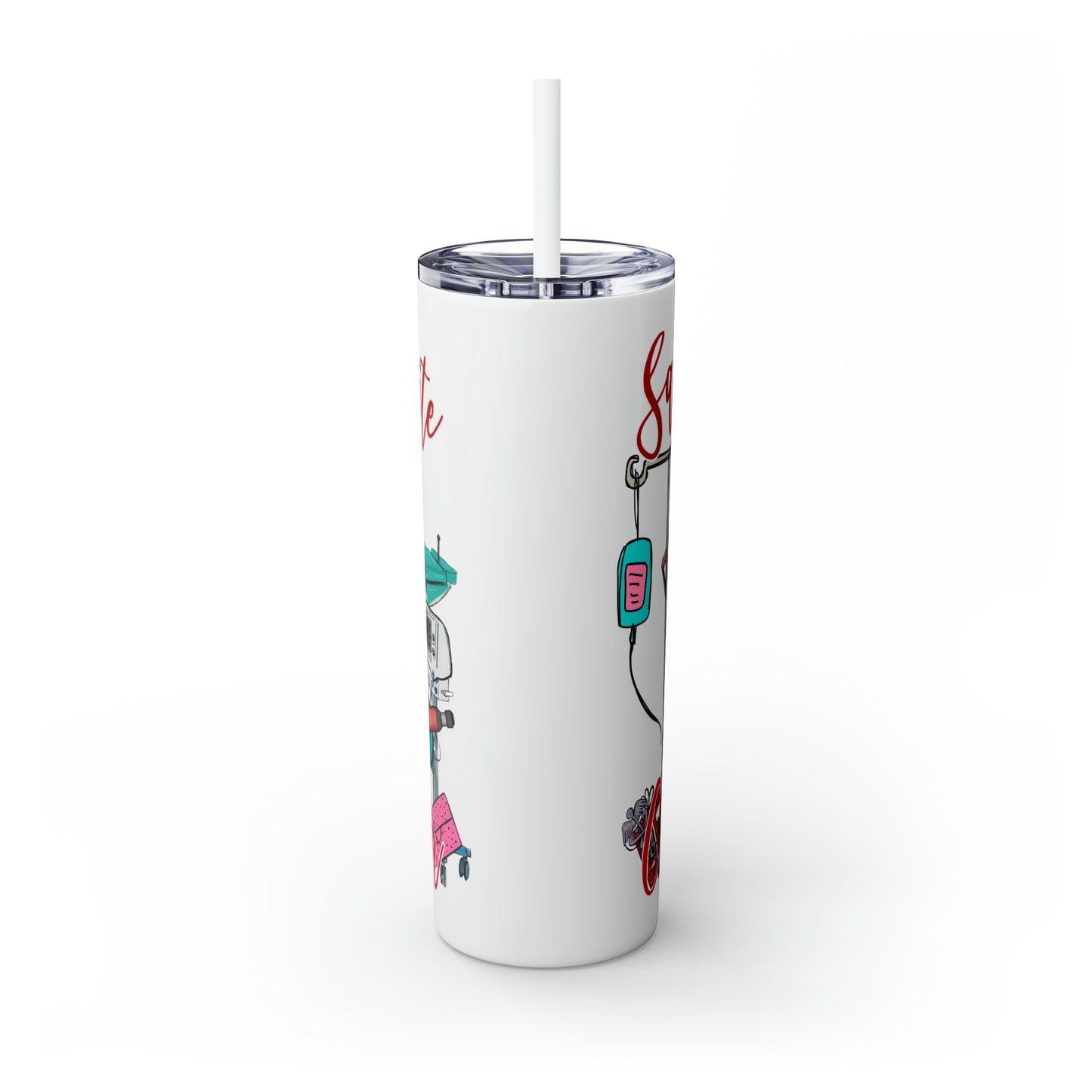 Skinny Tumbler with Straw, 20oz,  Santa's Favorite Chiropractor