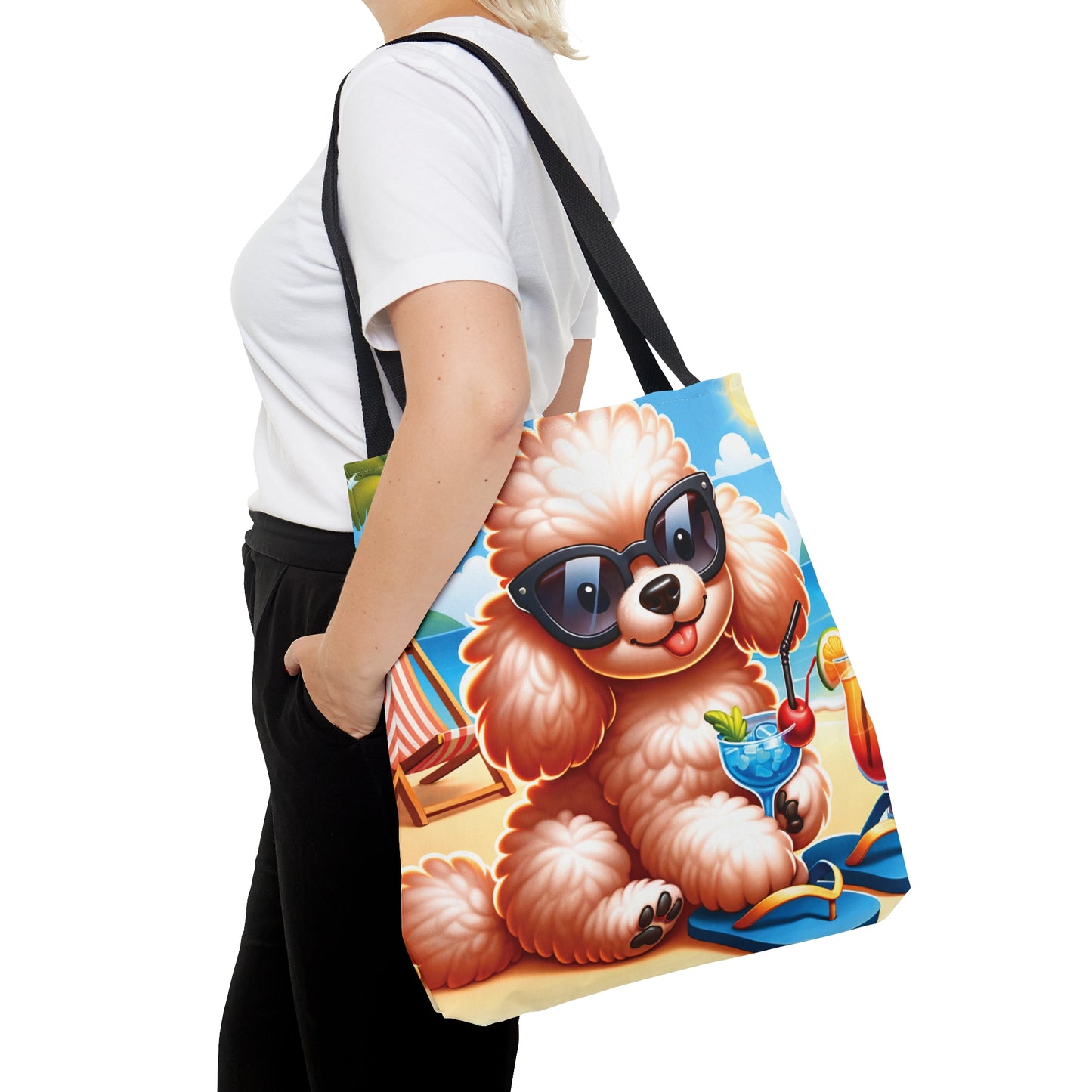 Tote Bag, Dog on Beach,Poodle, Tote bag, awd-1234