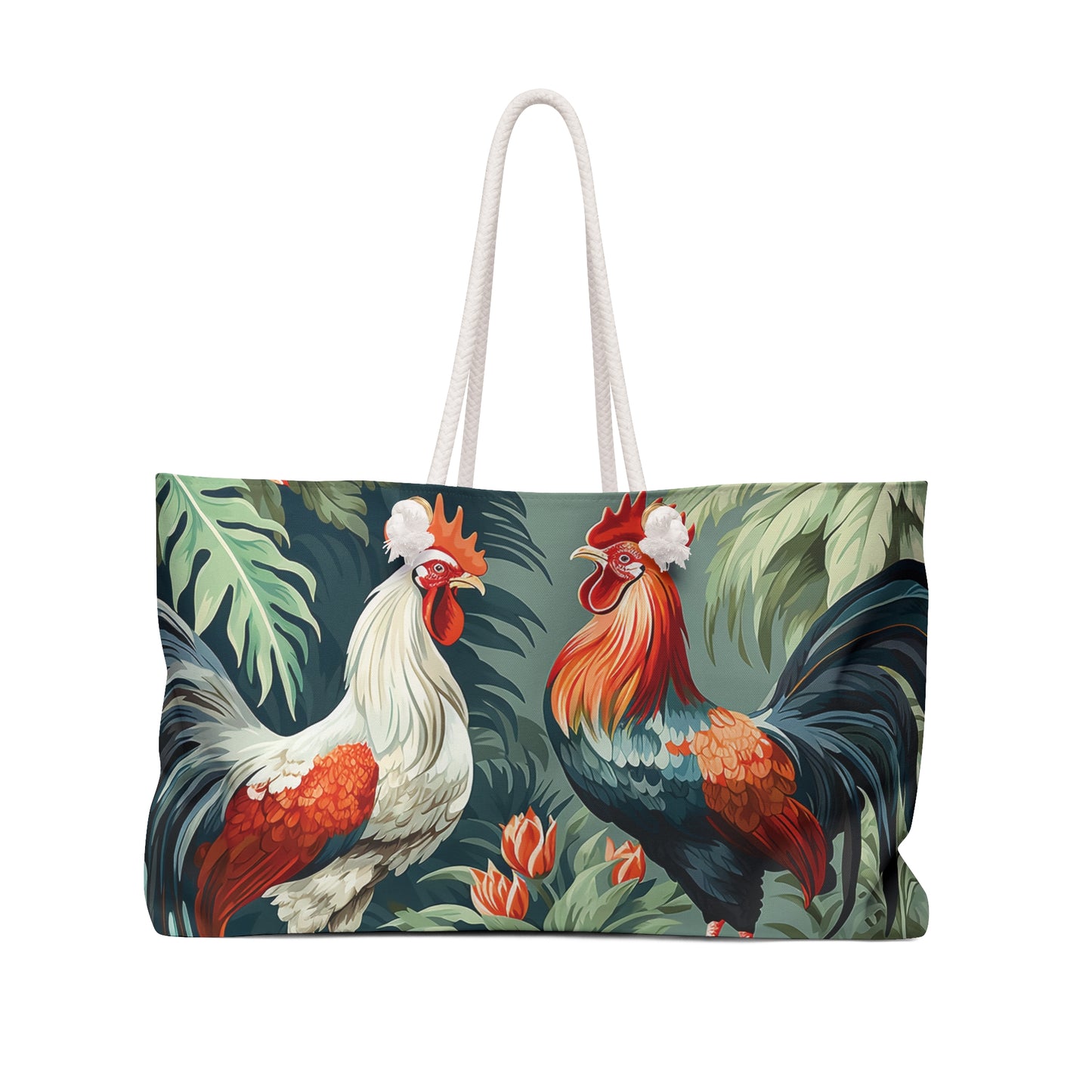 Personalised/Non-Personalised Weekender Bag, Chicken/Rooster, Large Weekender Bag, Beach Bag, Book Bag