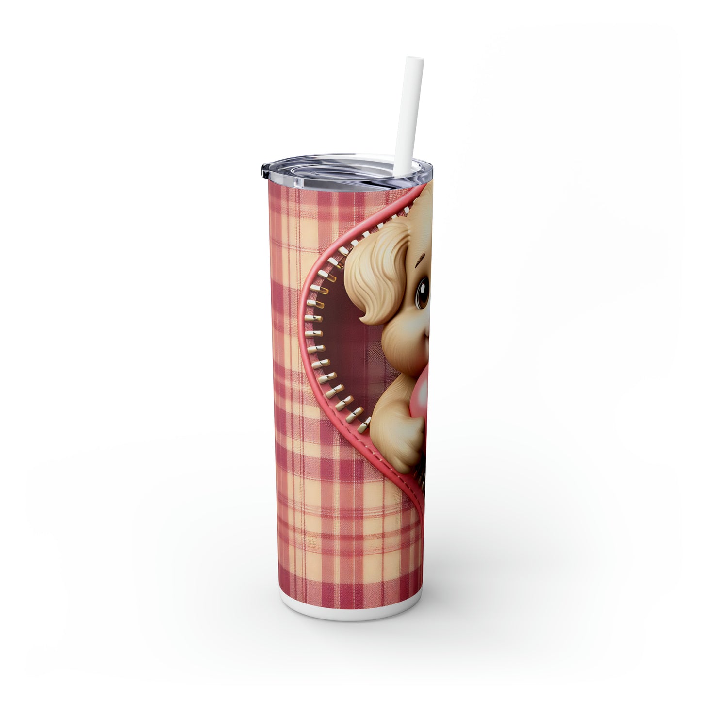 Skinny Tumbler with Straw, 20oz, Dog, Valentines Day, awd-942