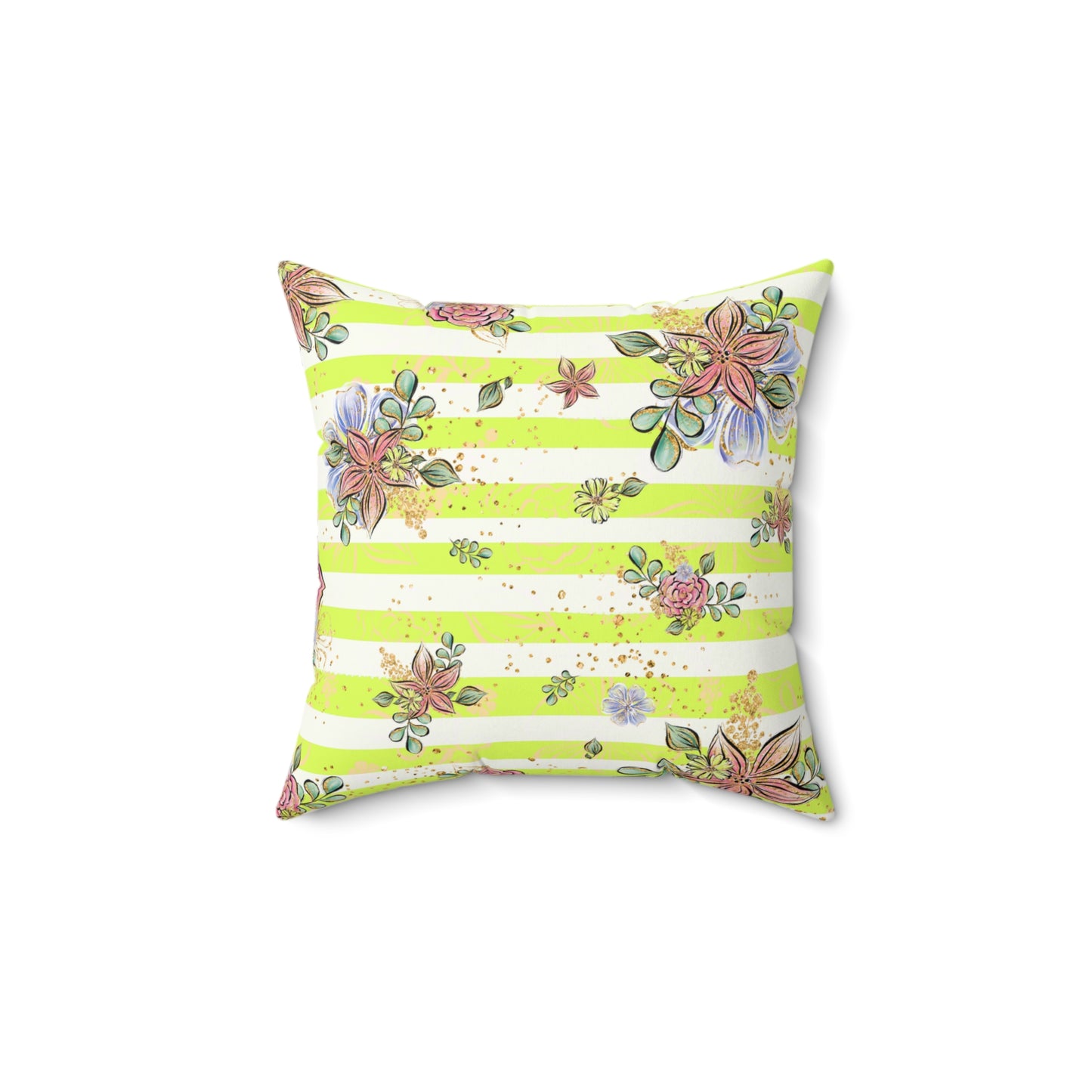 Spun Polyester Square Pillow, Floral Cushion