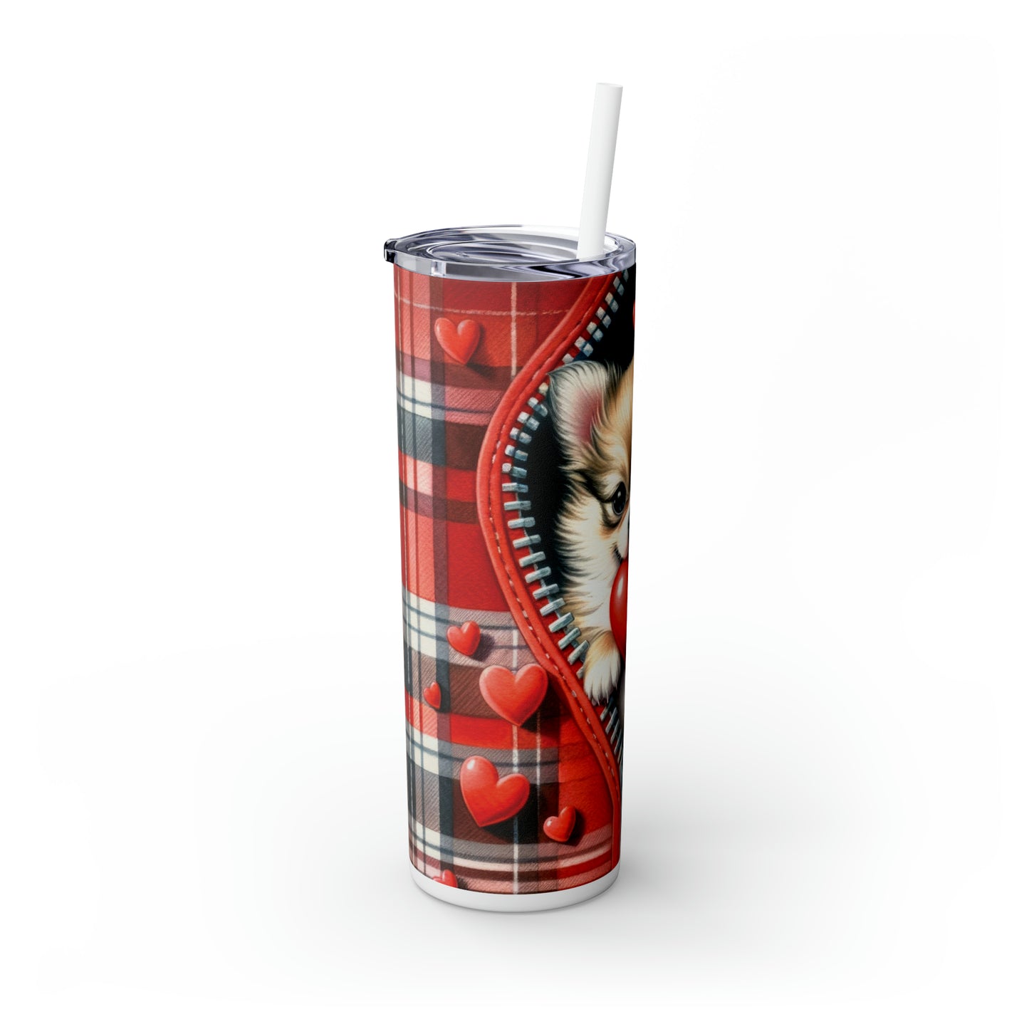 Skinny Tumbler with Straw, 20oz, Dog, Valentines Day, awd-838