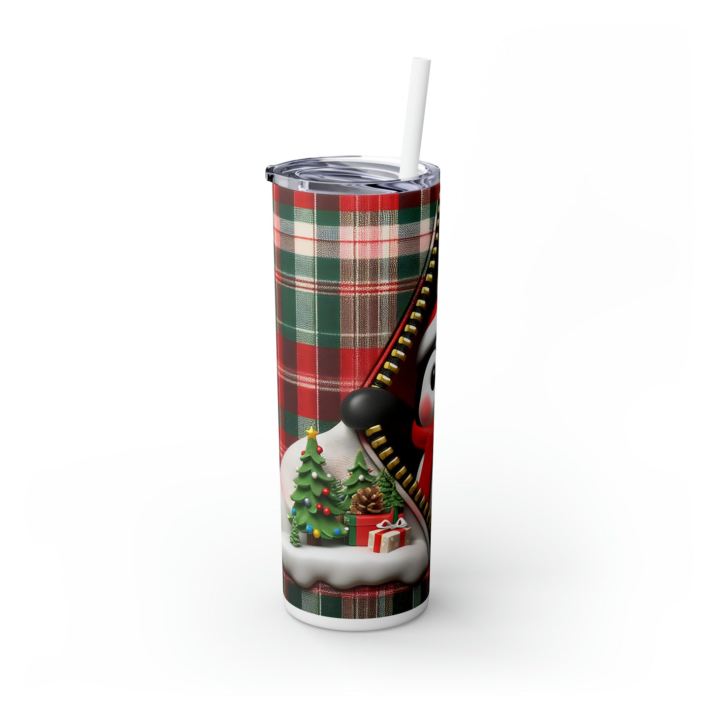 Skinny Tumbler with Straw, 20oz, Penguin