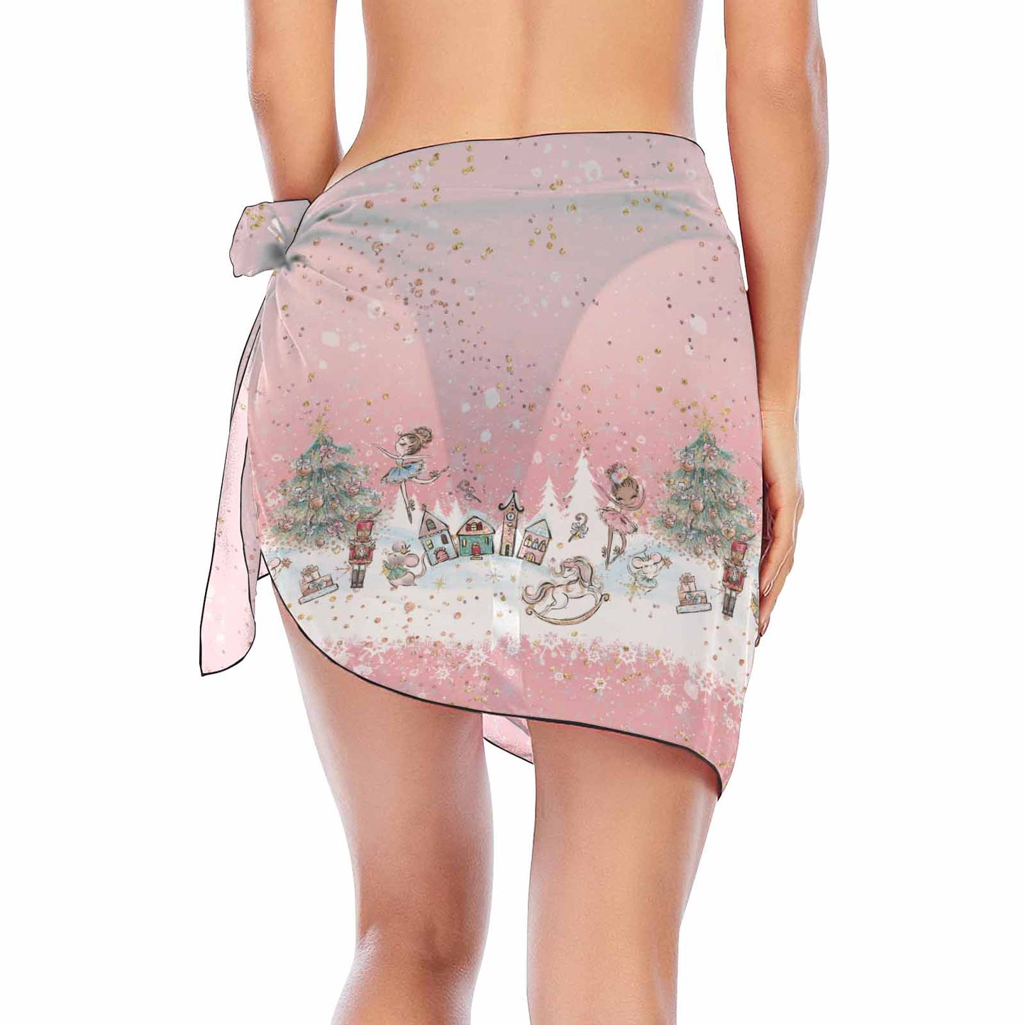 Pink Christmas Nutcracker  Women's Beach Sarong Wrap