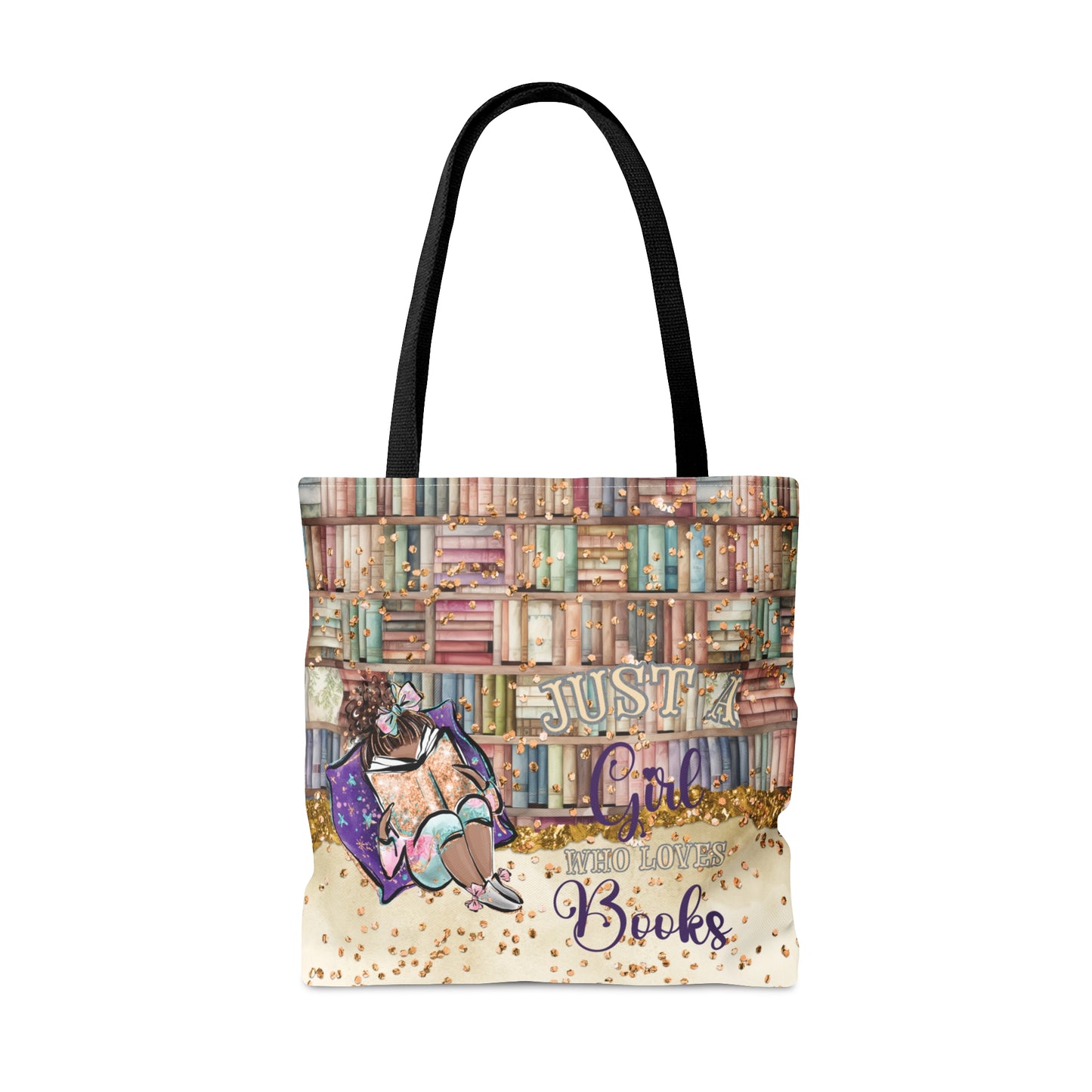 Personalised Tote Bag, Just A Girl Who Loves Books, Dark Skin, Tote bag, NO Name- Large