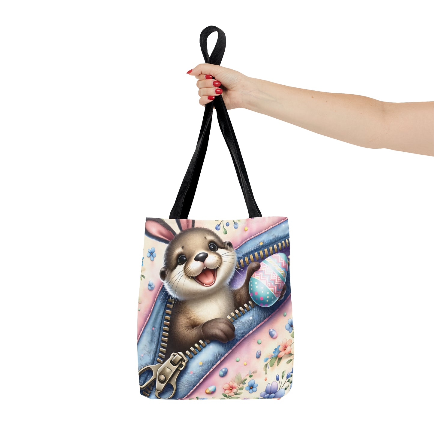 Tote Bag, Easter, Cute Otter with Bunny ears, Personalised/Non-Personalised Tote bag