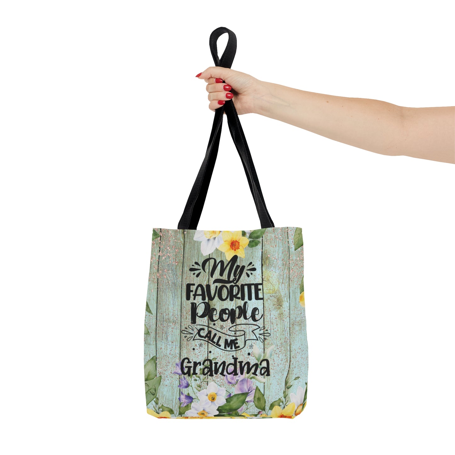 Personalised/Non-Personalised Tote Bag, Floral, My Favorite People Call me Grandma, Tote bag