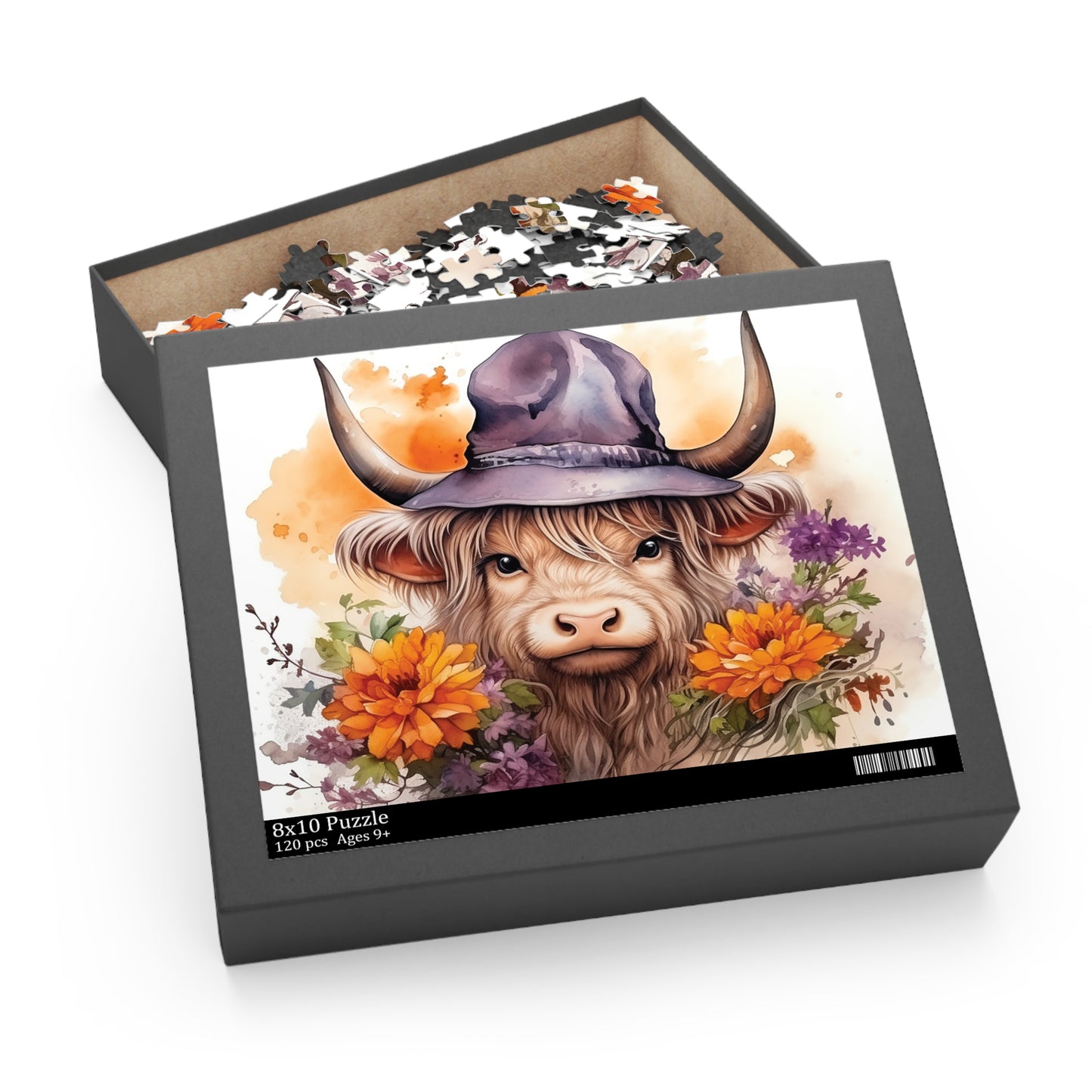 Personalised/Non-Personalised Puzzle, Highland Cow (120, 252, 500-Piece)