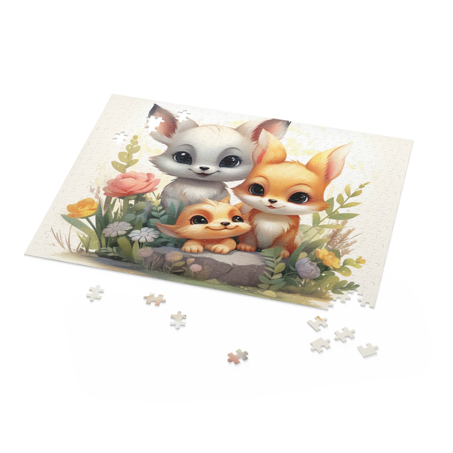 Personalised/Non-Personalised Puzzle, Fox Family (120, 252, 500-Piece)