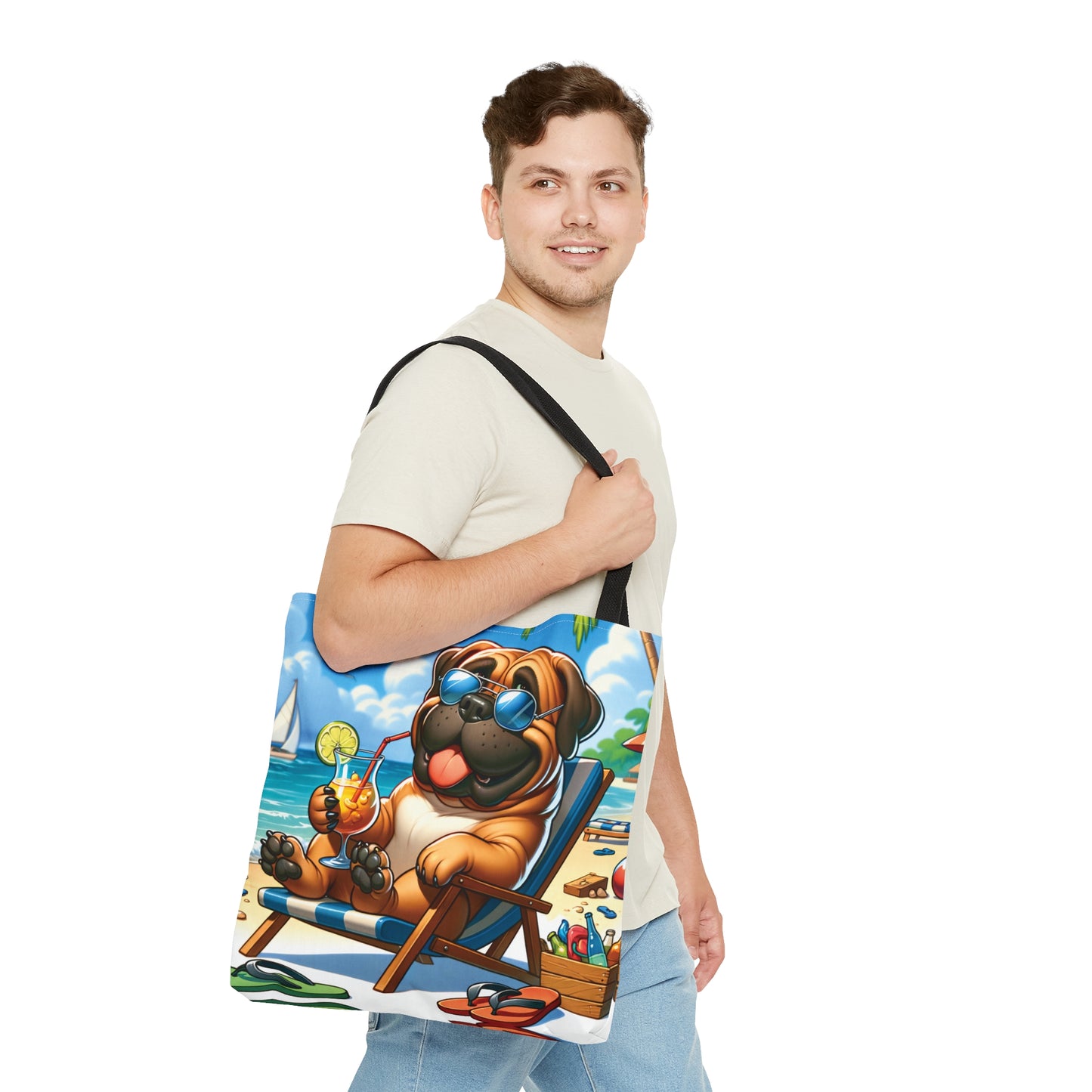 Tote Bag, Dog on Beach, BullMastiff, Tote bag, awd-1101