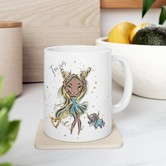 Personalised/Non Personalised Zodiac Sign, Taurus, Ceramic Mug 11oz