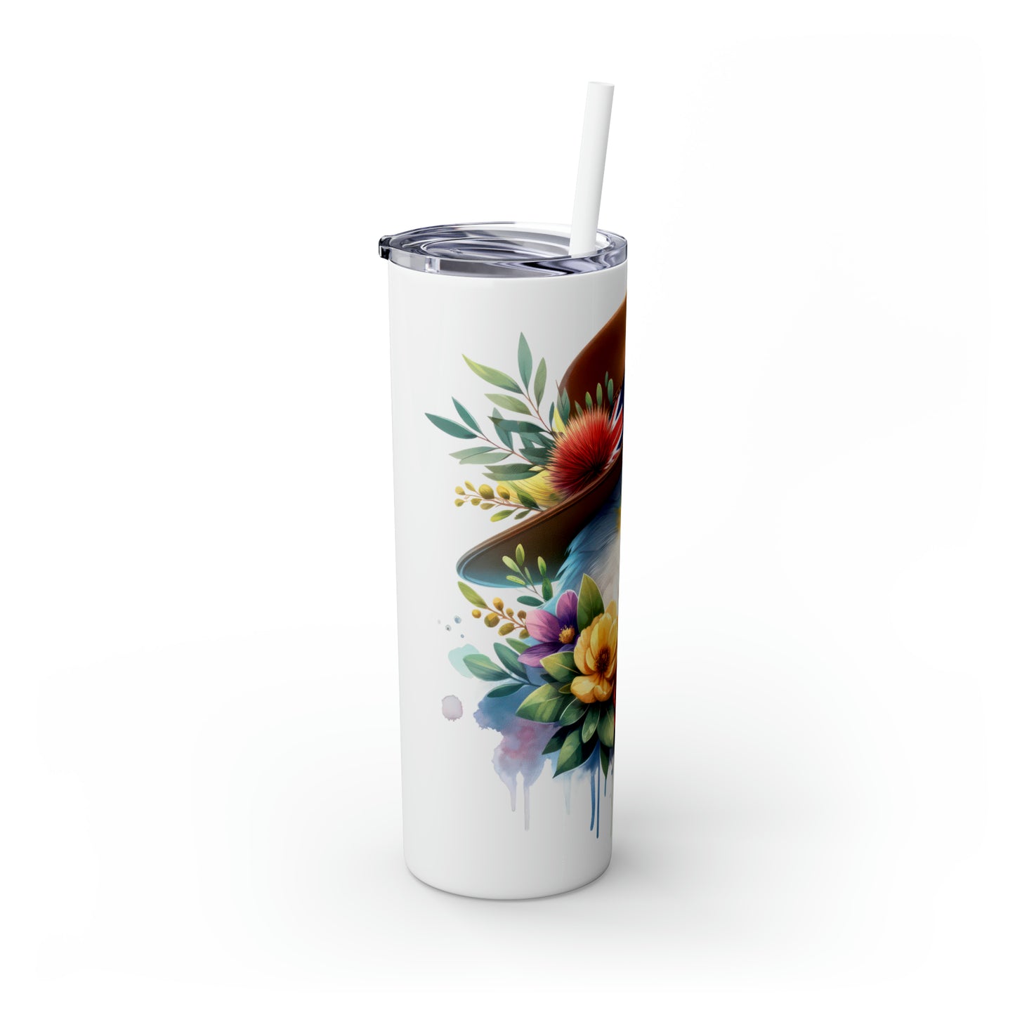 Skinny Tumbler with Straw, 20oz, Australian, Cockatoo, awd-1334