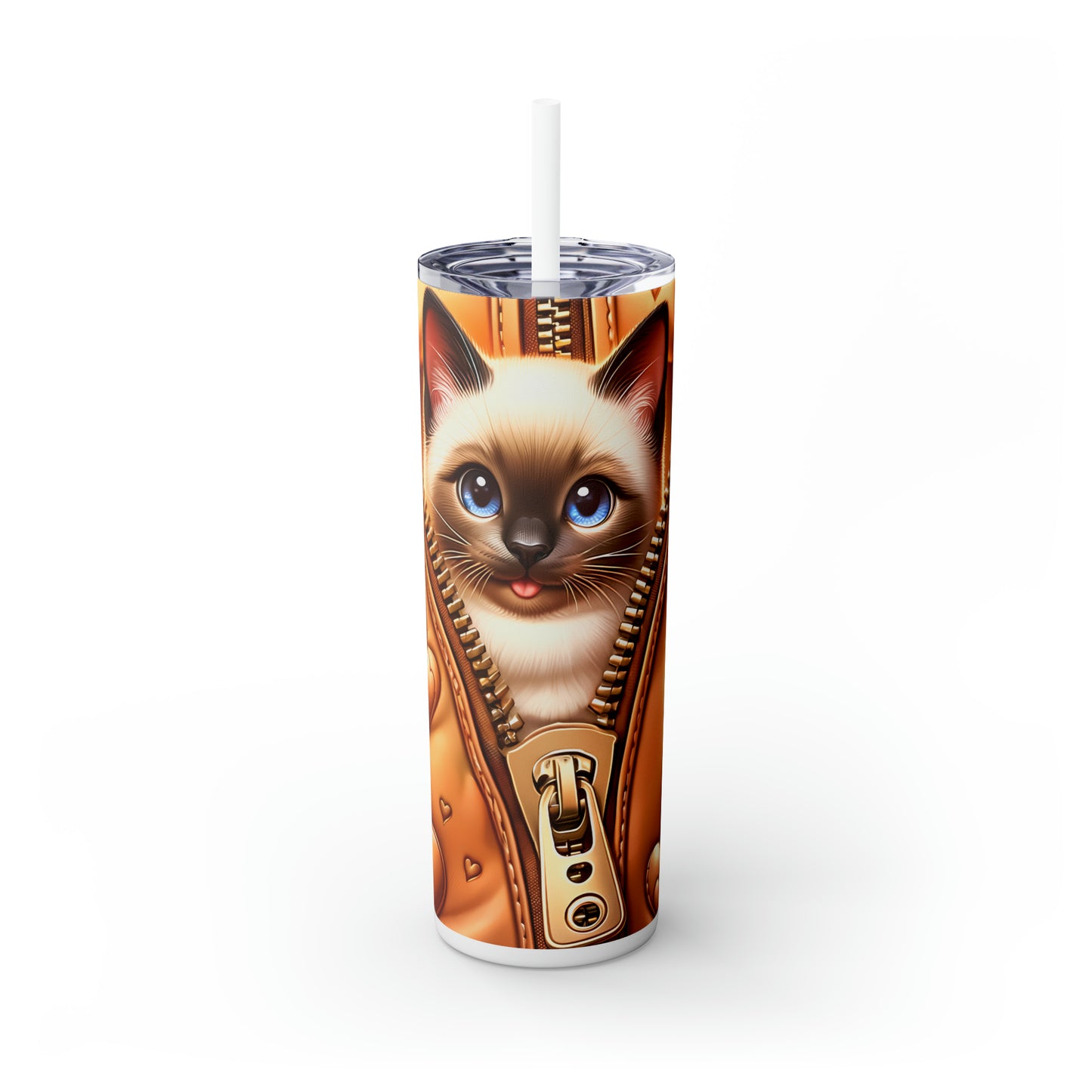 Skinny Tumbler with Straw, 20oz, Cat, Valentines Day, awd-913