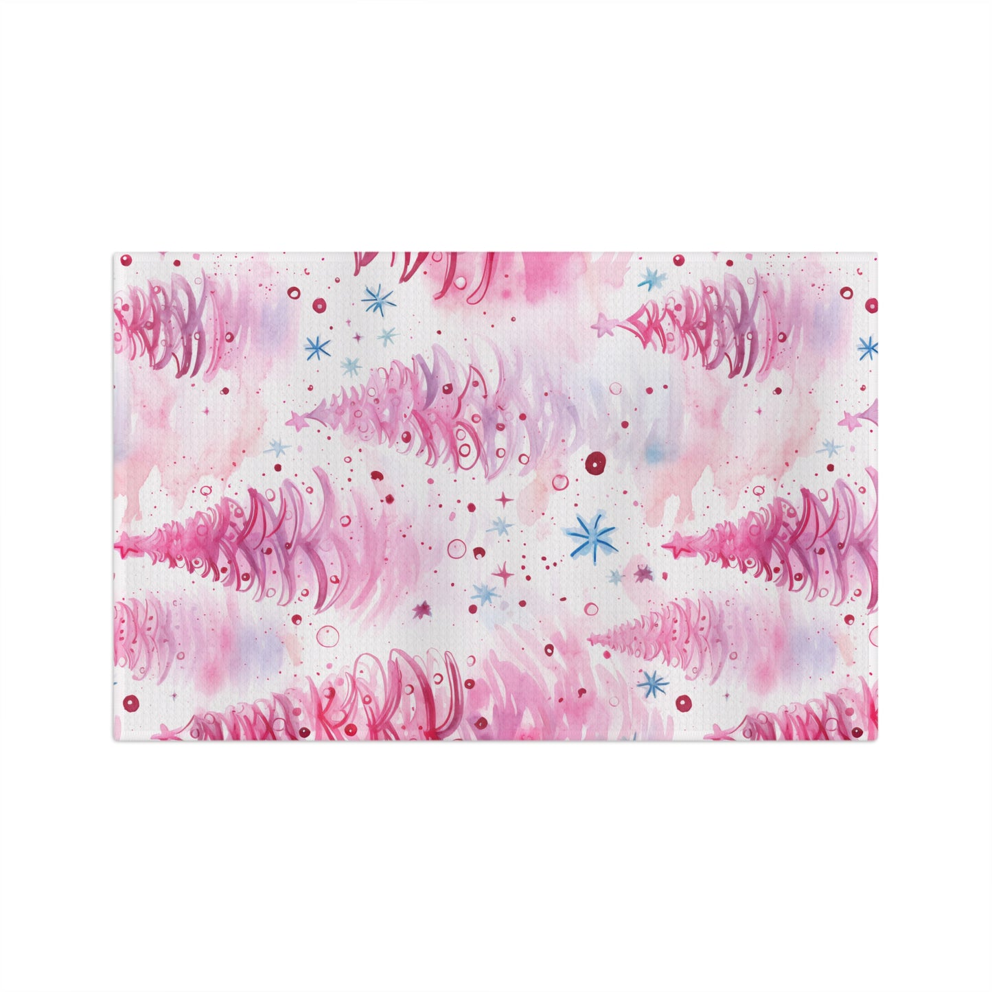 Microfiber Tea Towel, Pink Christmas Trees