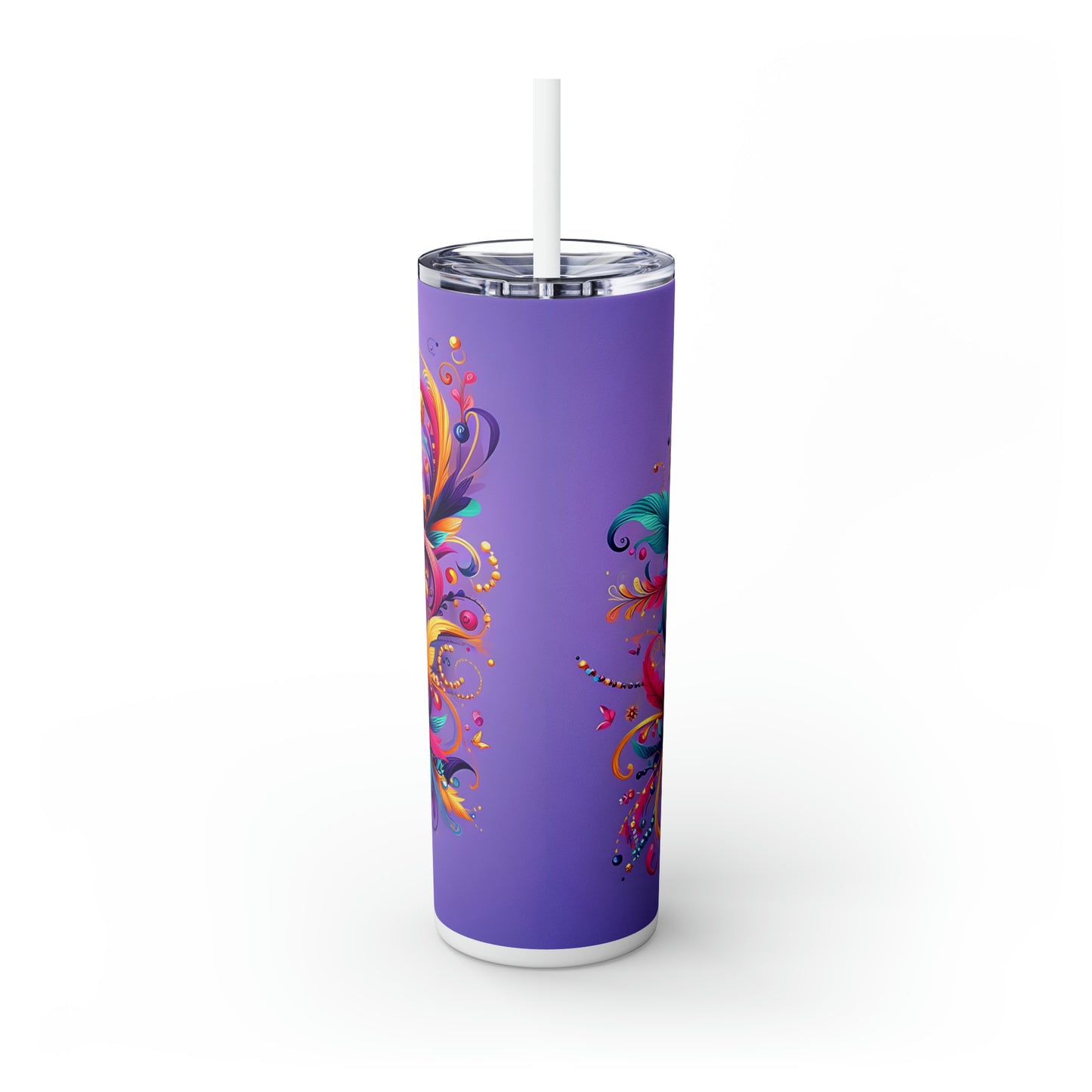 Skinny Tumbler with Straw, 20oz, Floral, awd-305