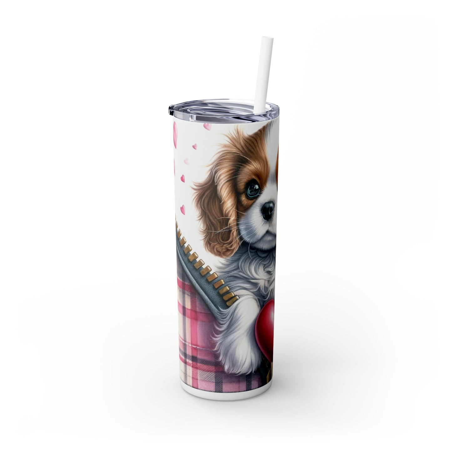 Skinny Tumbler with Straw, 20oz, Dog, Valentines Day, awd-833