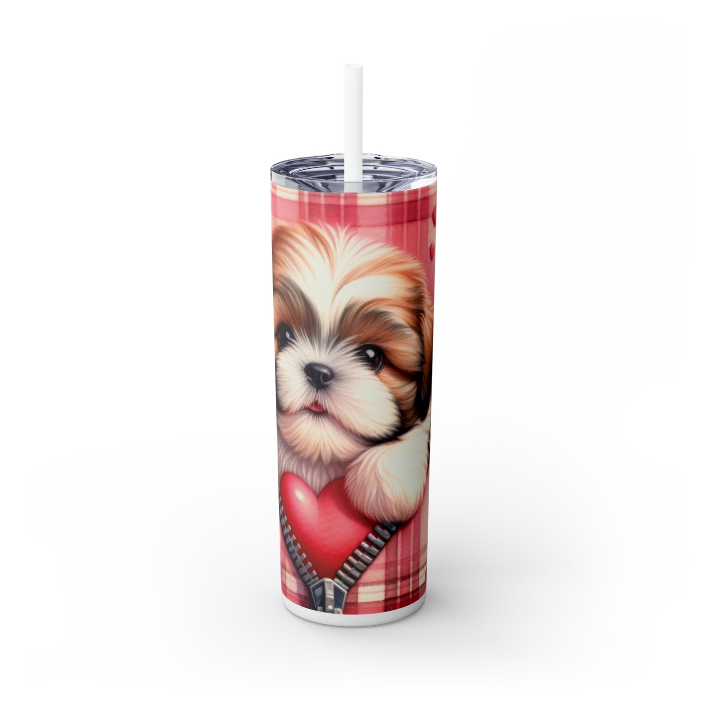 Skinny Tumbler with Straw, 20oz, Dog, Valentines Day, awd-831