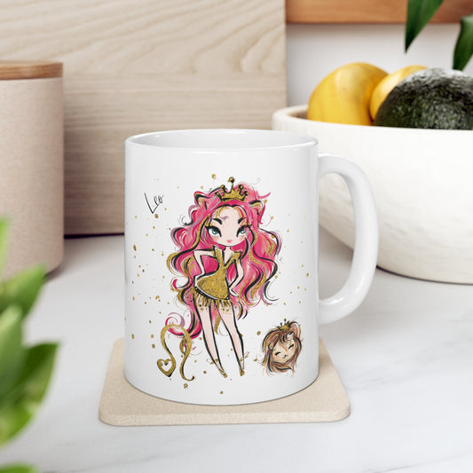 Personalised/Non Personalised Zodiac Sign, Leo, Ceramic Mug 11oz