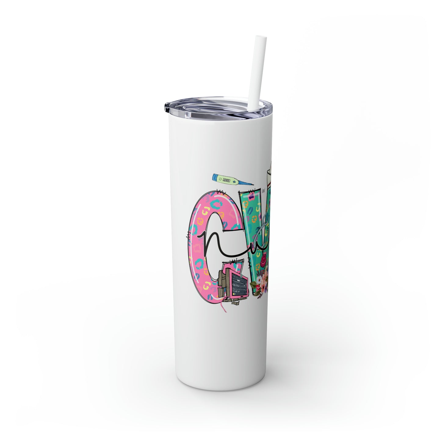 Skinny Tumbler with Straw, 20oz, Cardio Vascular Nurse