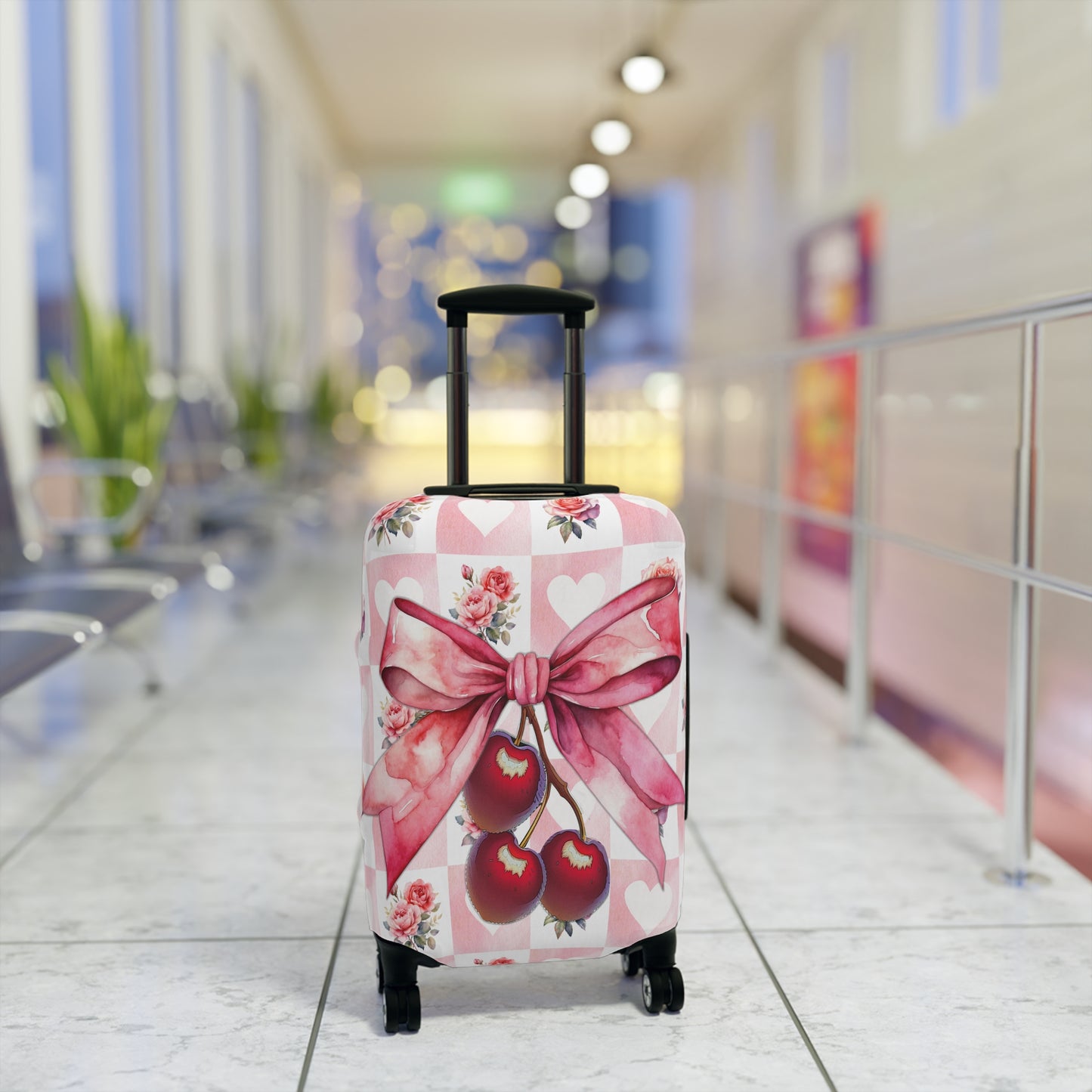 Luggage Cover, Rockabilly, Coquette, Hearts and Roses, Cherries and Ribbon, awd-2518