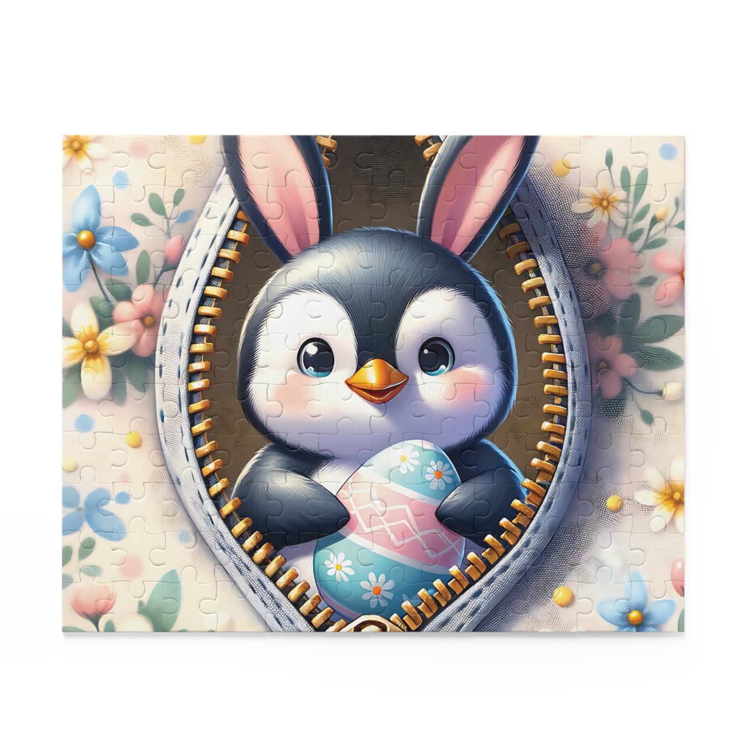 Personalised/Non-Personalised Puzzle, Easter, Penguin with Bunny ears (120, 252, 500-Piece)