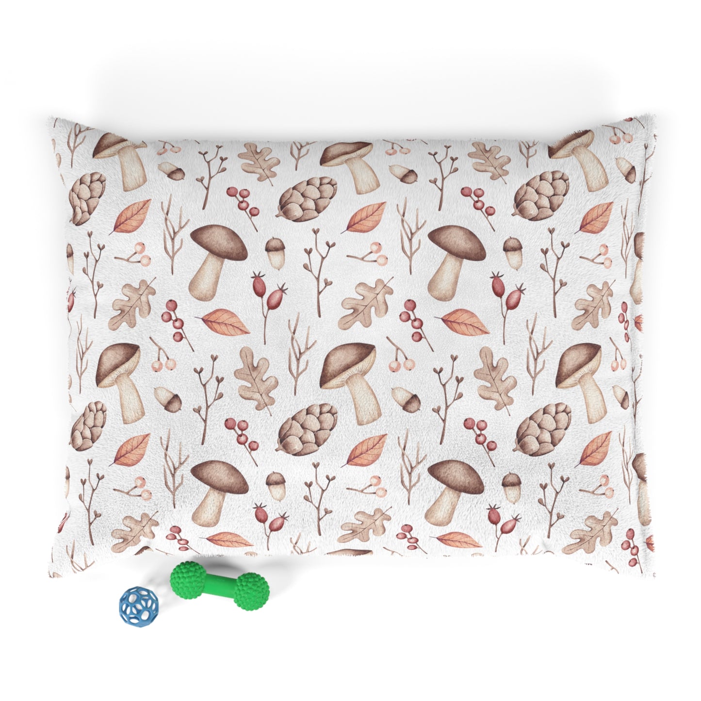 Luxury Pet Bed, feather soft fleece, Mushroom Print